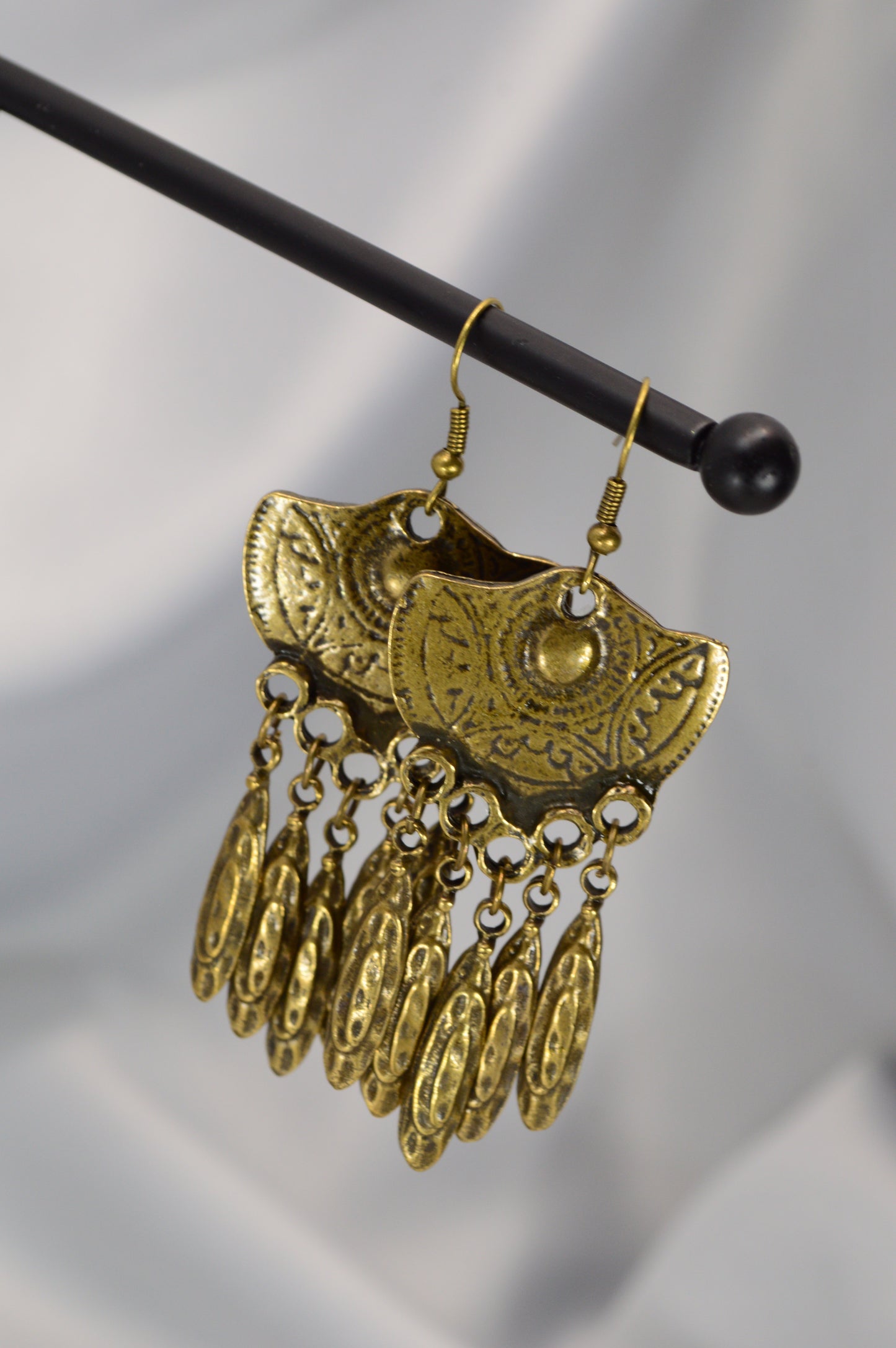 Boho Vintage Bronze Dangle Earrings – 7.2 cm / 2.8"