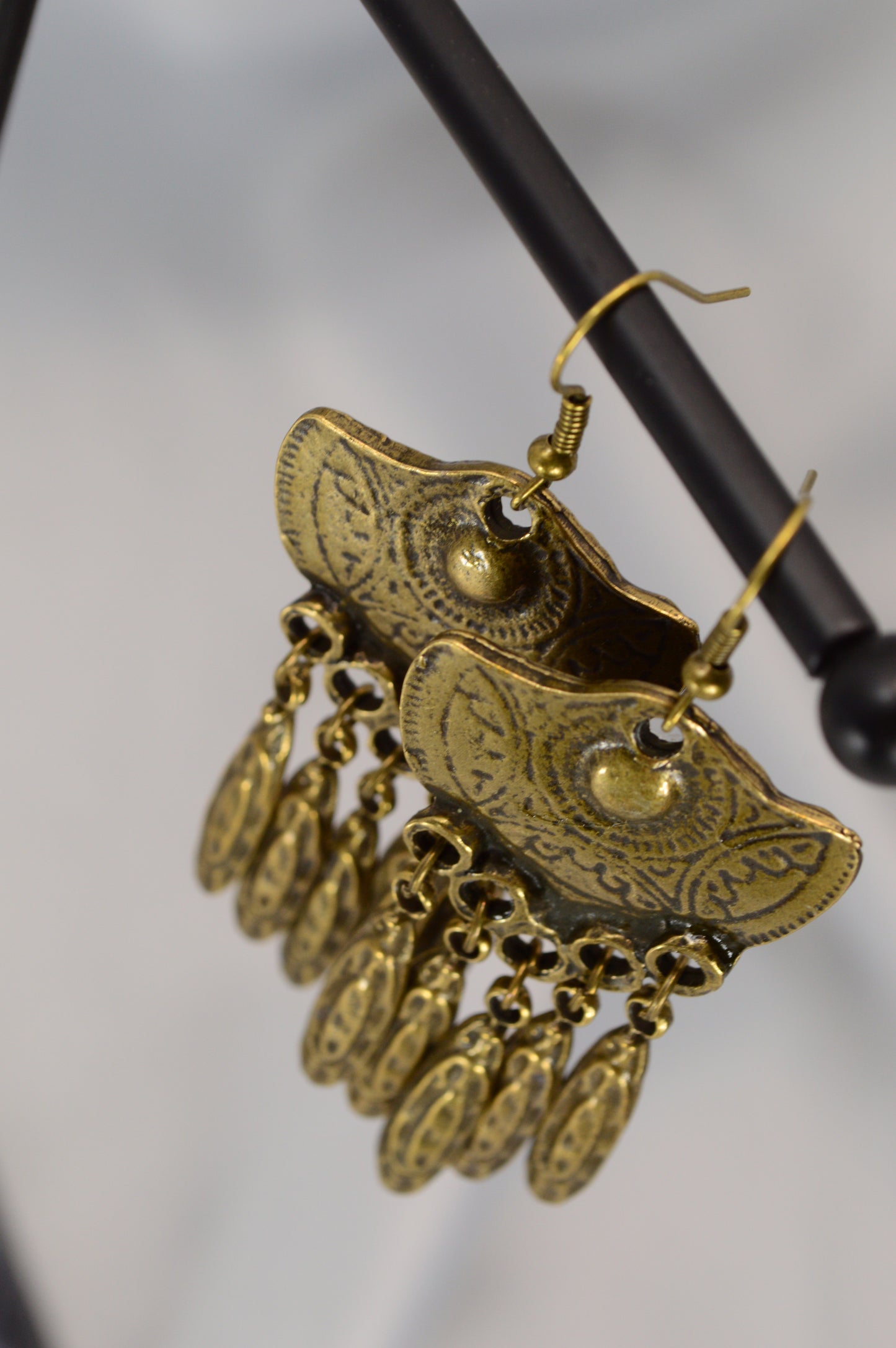 Boho Vintage Bronze Dangle Earrings – 7.2 cm / 2.8"