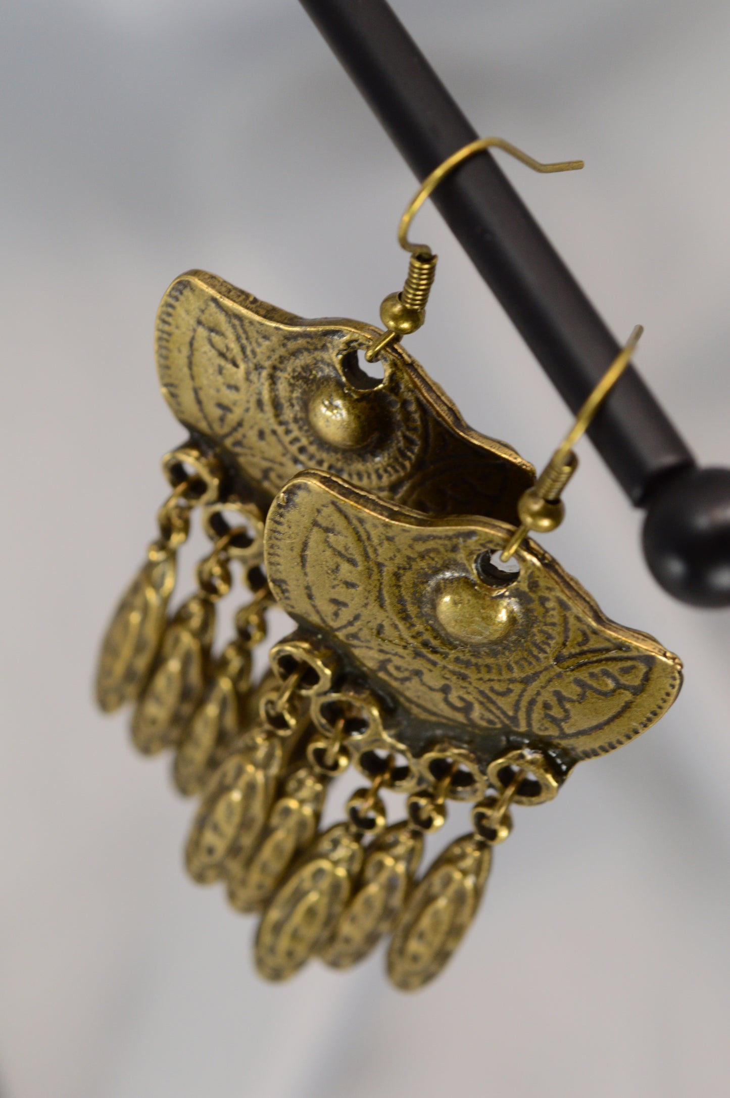 Boho Vintage Bronze Dangle Earrings – 7.2 cm / 2.8"