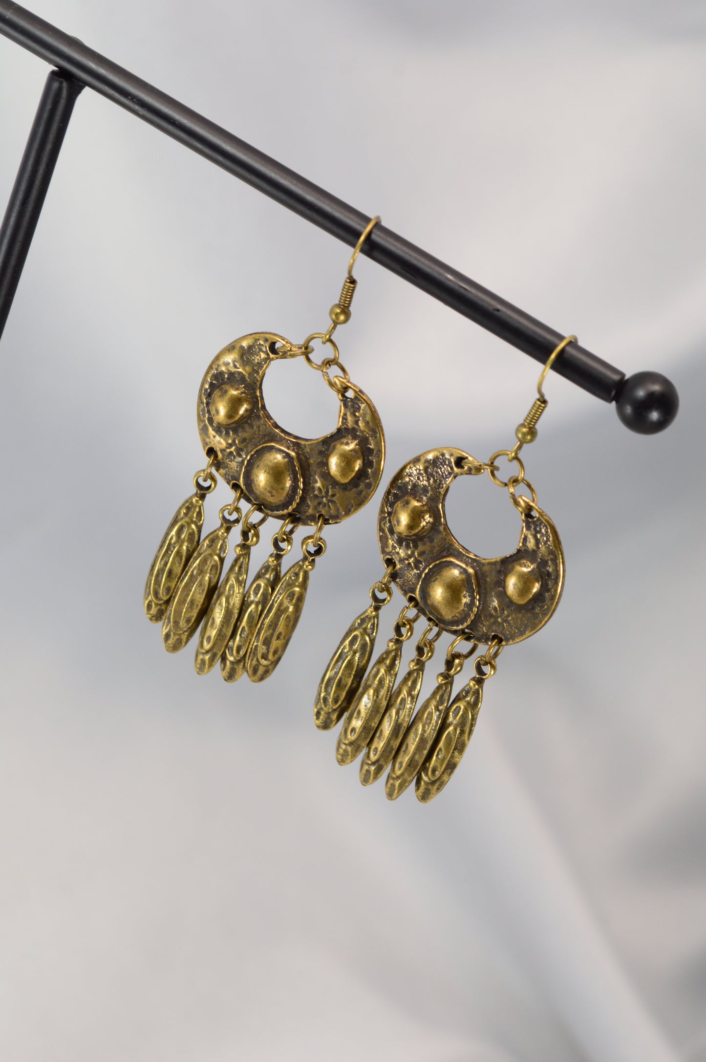 Boho Vintage Silver Dangle Earrings with Stainless Steel Hooks  7.5cm - 3"