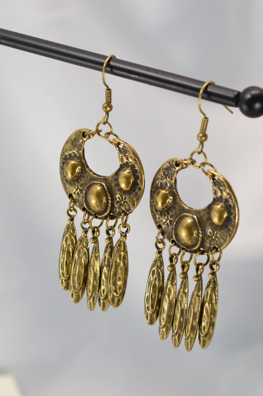 Boho Vintage Silver Dangle Earrings with Stainless Steel Hooks  7.5cm - 3"