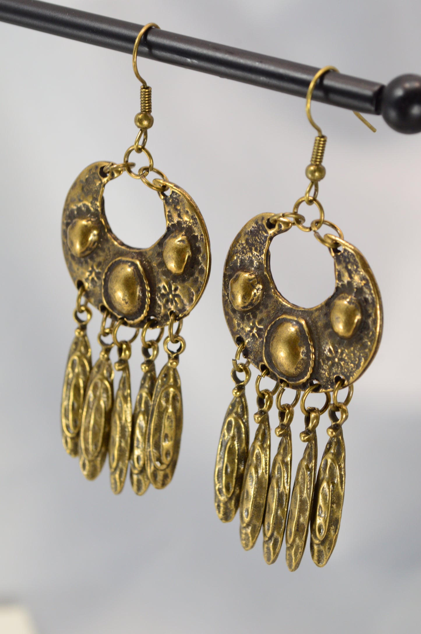 Boho Vintage Silver Dangle Earrings with Stainless Steel Hooks  7.5cm - 3"