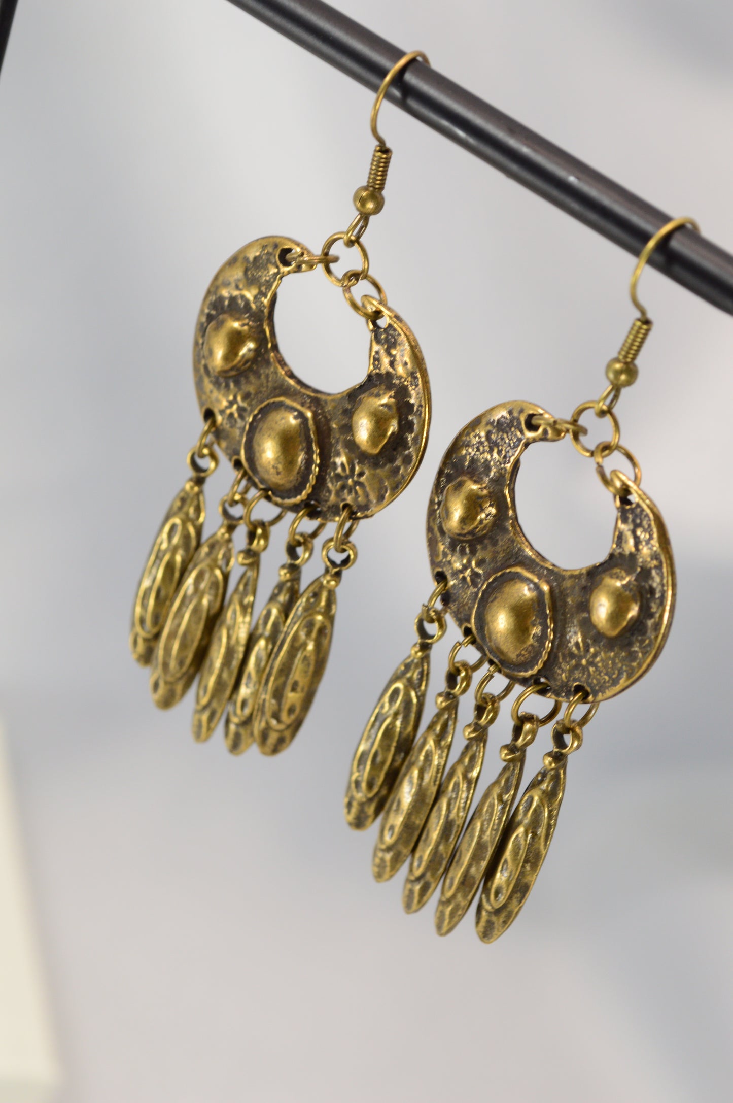 Boho Vintage Silver Dangle Earrings with Stainless Steel Hooks  7.5cm - 3"