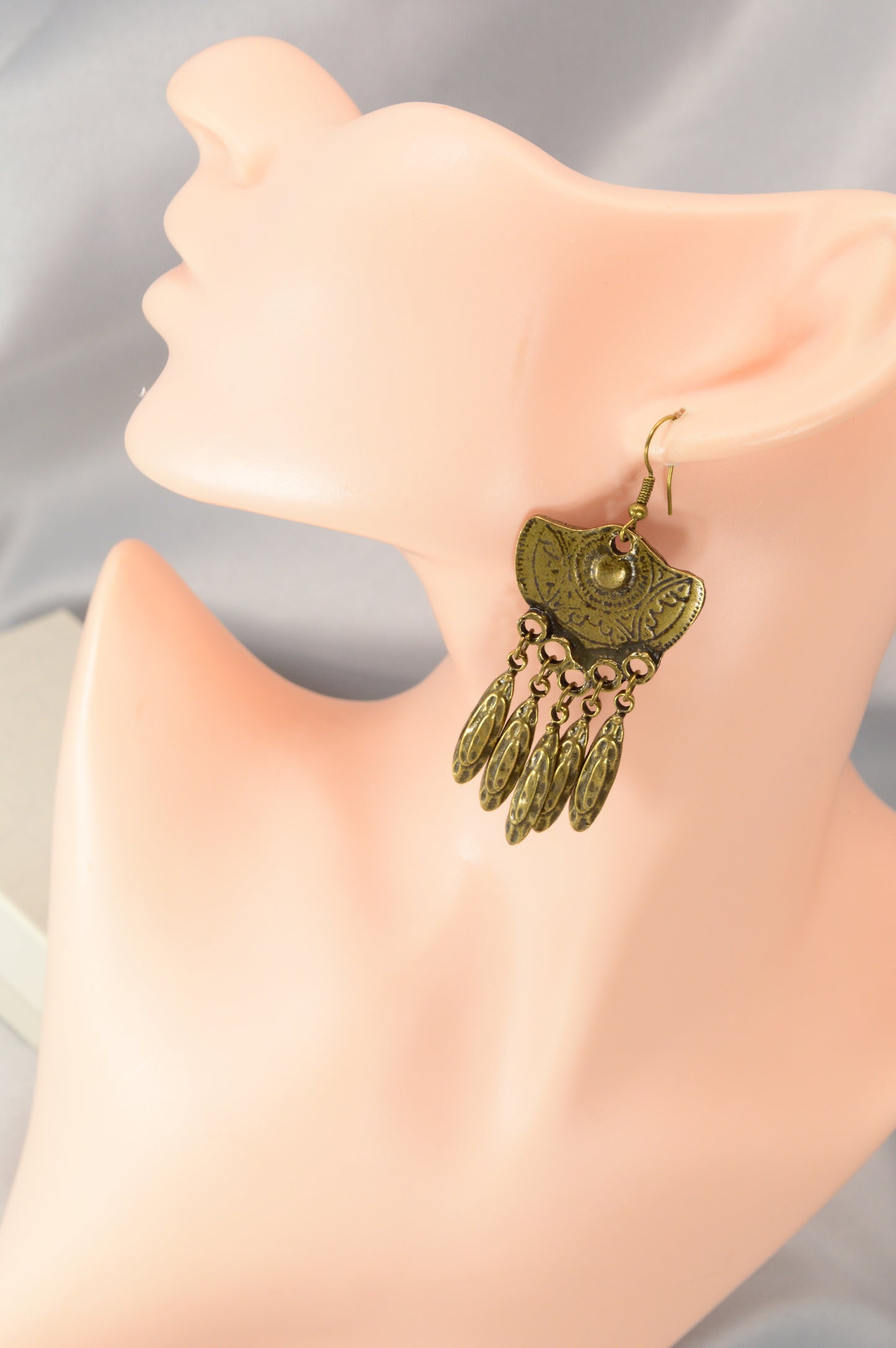 Boho Vintage Bronze Dangle Earrings – 7.2 cm / 2.8"