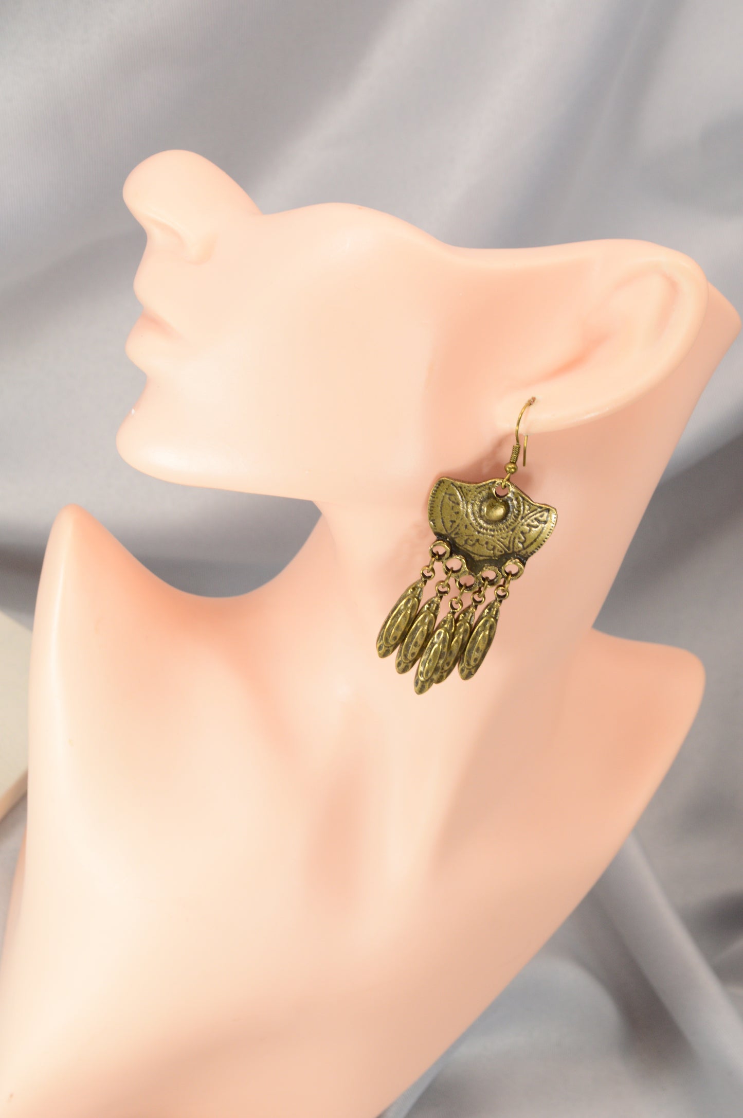Boho Vintage Bronze Dangle Earrings – 7.2 cm / 2.8"