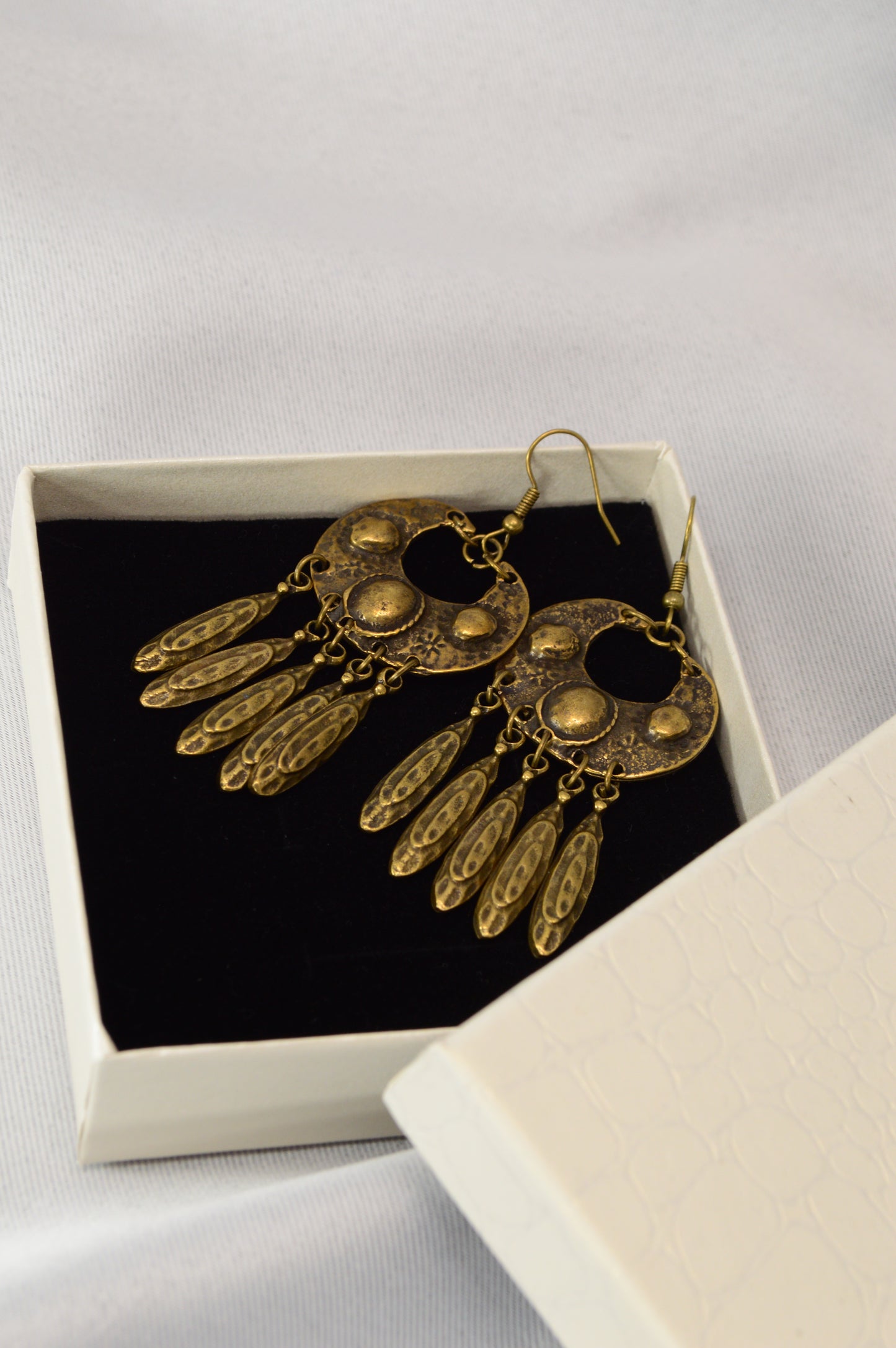 Boho Vintage Silver Dangle Earrings with Stainless Steel Hooks  7.5cm - 3"