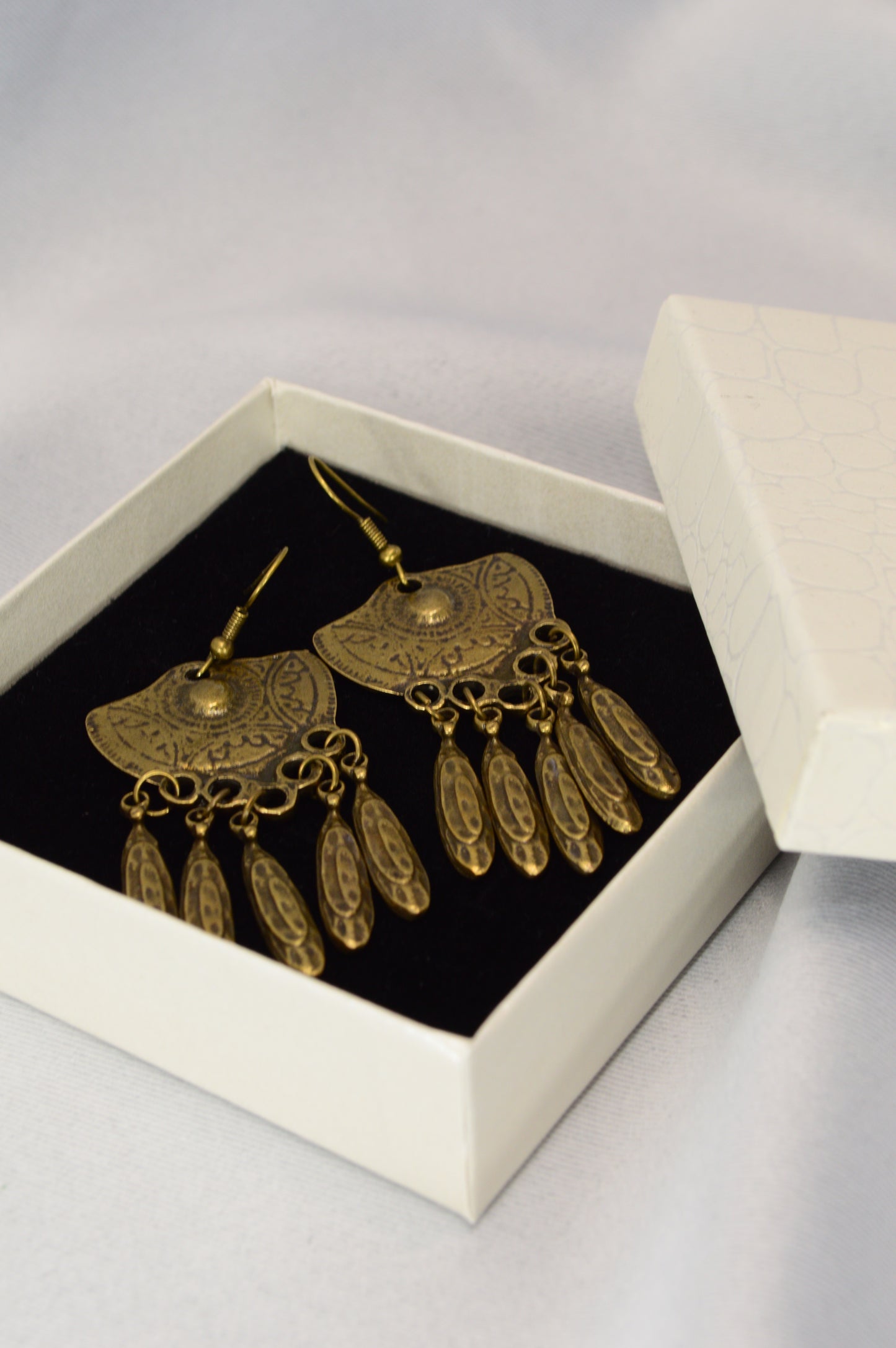 Boho Vintage Bronze Dangle Earrings – 7.2 cm / 2.8"