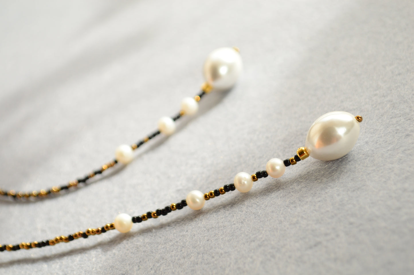 Modern Adjustable Y Necklace with Freshwater Pearls & Mother-of-Pearl Accents