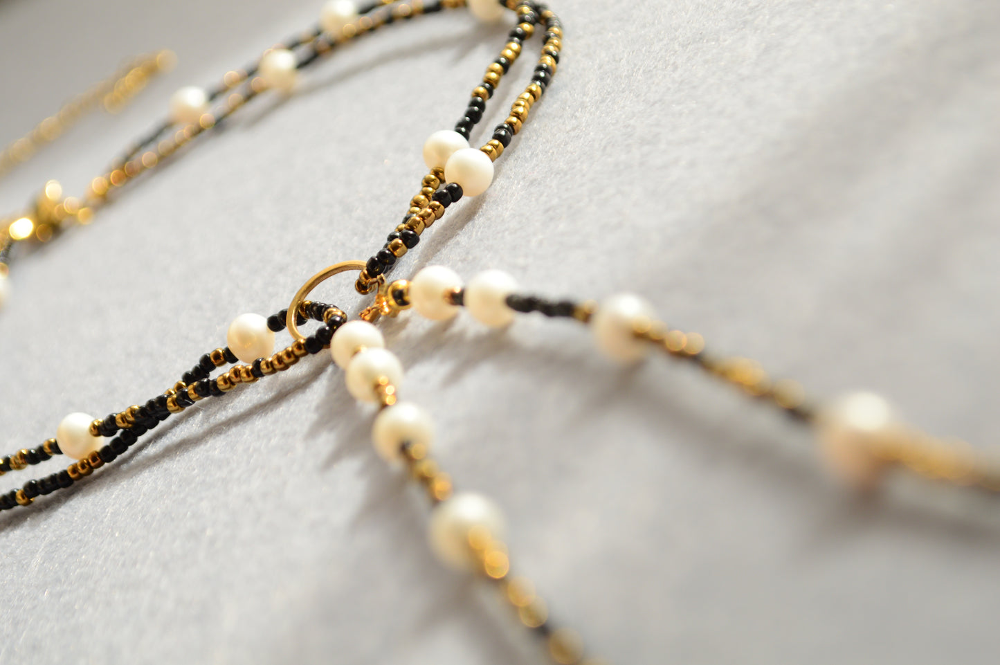 Modern Adjustable Y Necklace with Freshwater Pearls & Mother-of-Pearl Accents