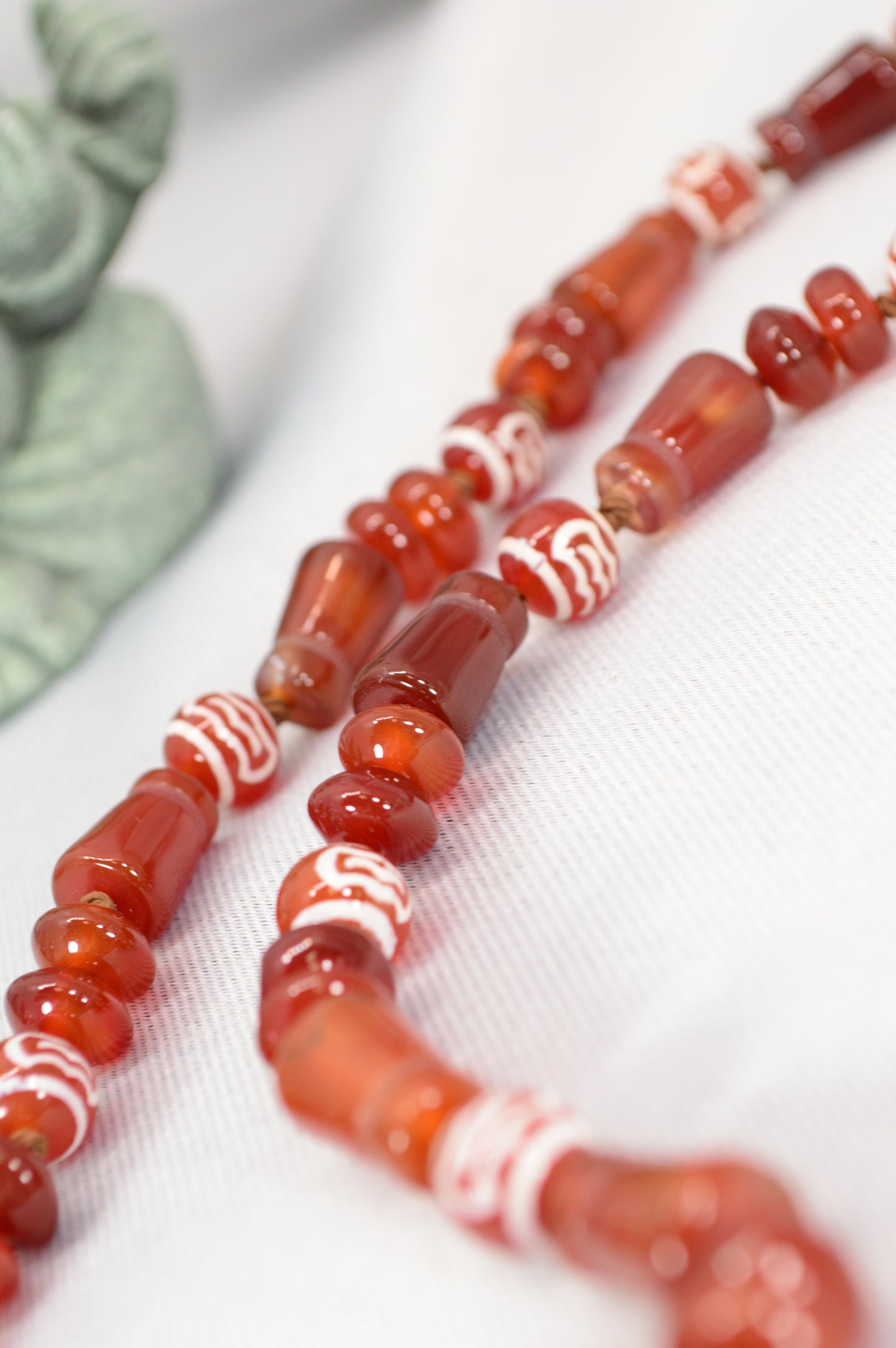 Red Tibetan Dzi Necklace • Star & Moon Amulet • Boho Spiritual Jewelry