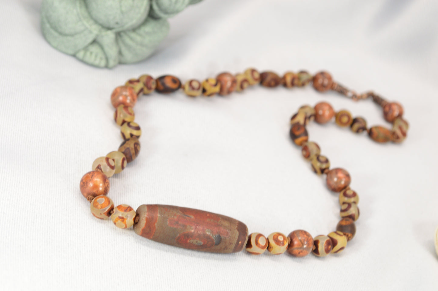 Handmade Tibetan-Style Dragon Dzi Necklace