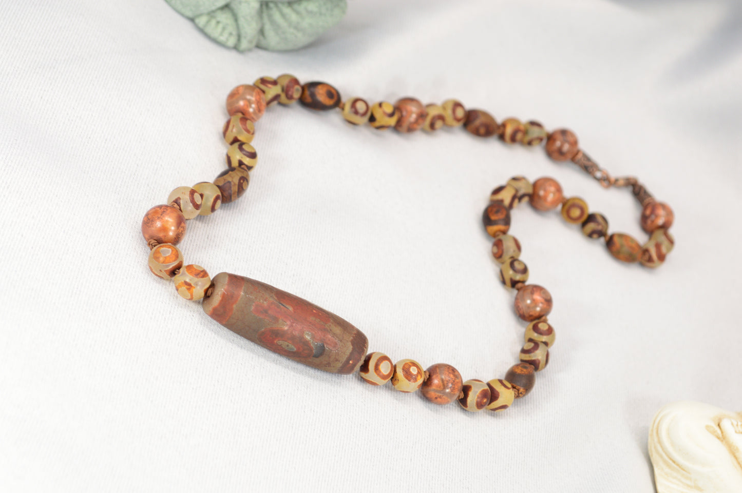 Handmade Tibetan-Style Dragon Dzi Necklace