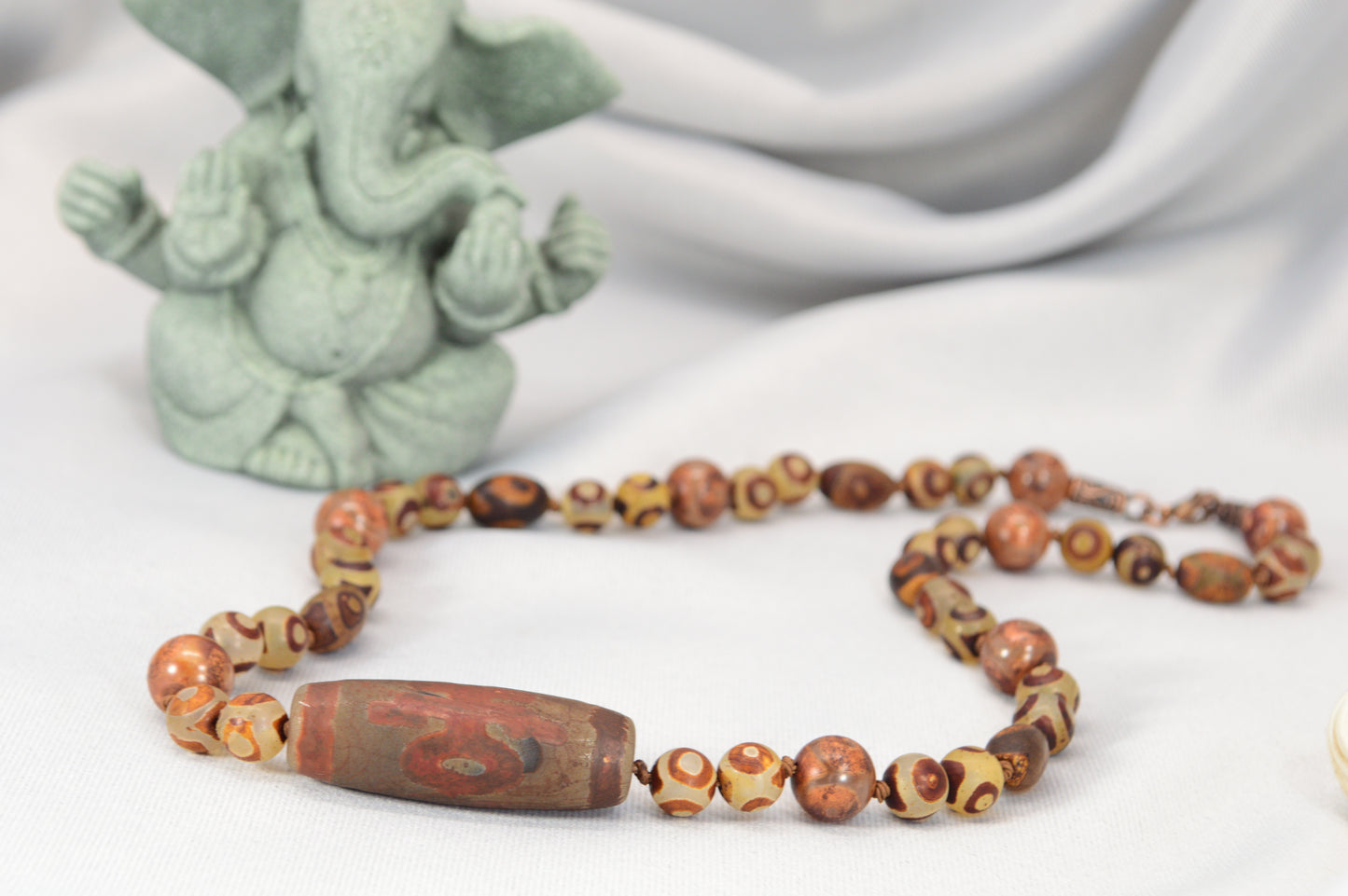 Handmade Tibetan-Style Dragon Dzi Necklace