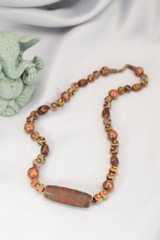 Handmade Tibetan-Style Dragon Dzi Necklace