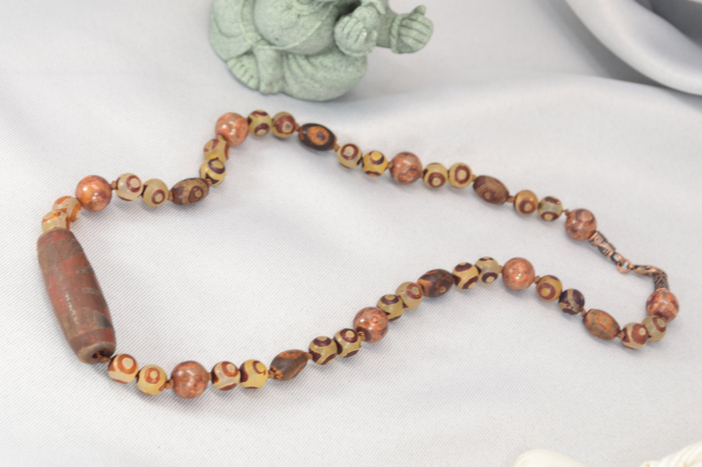 Handmade Tibetan-Style Dragon Dzi Necklace