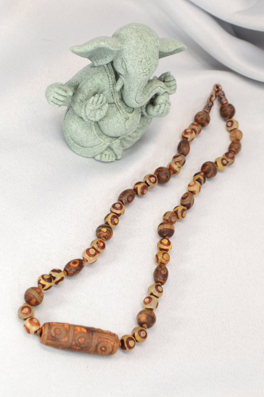 Tibetan-Style Earthy Dzi Necklace