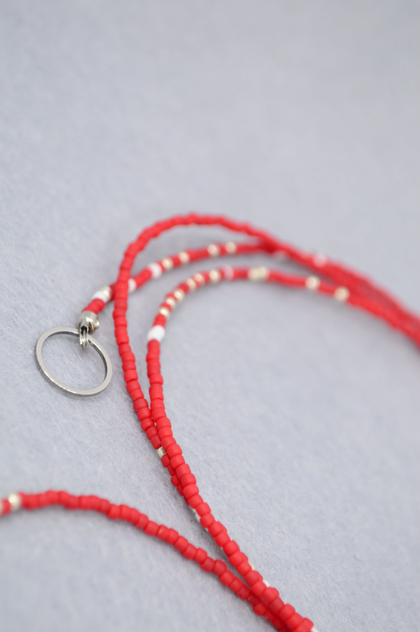 Blue & Red Beaded Pearl Lariat Necklace | Estibela