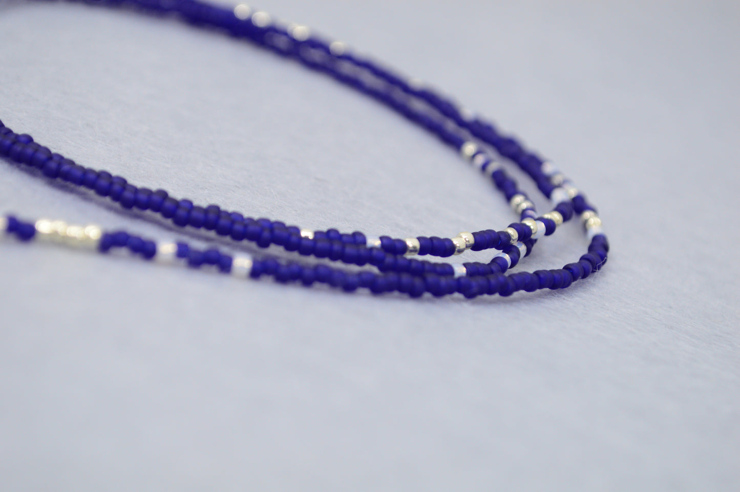 Blue & Red Beaded Pearl Lariat Necklace | Estibela