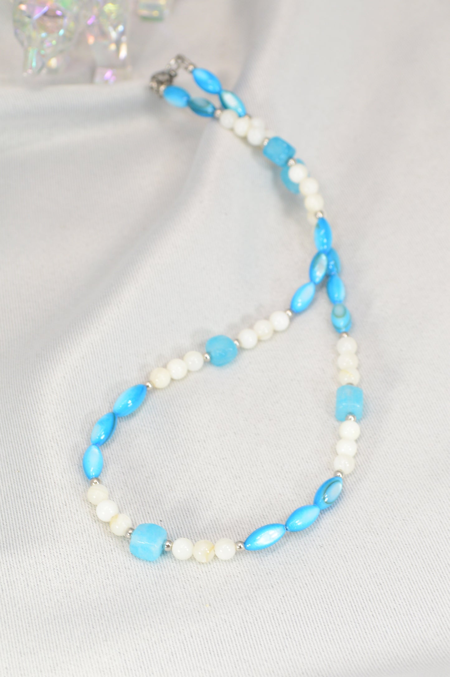 Blue & White Beaded Necklace — Fresh, Minimal, Ocean-Inspired