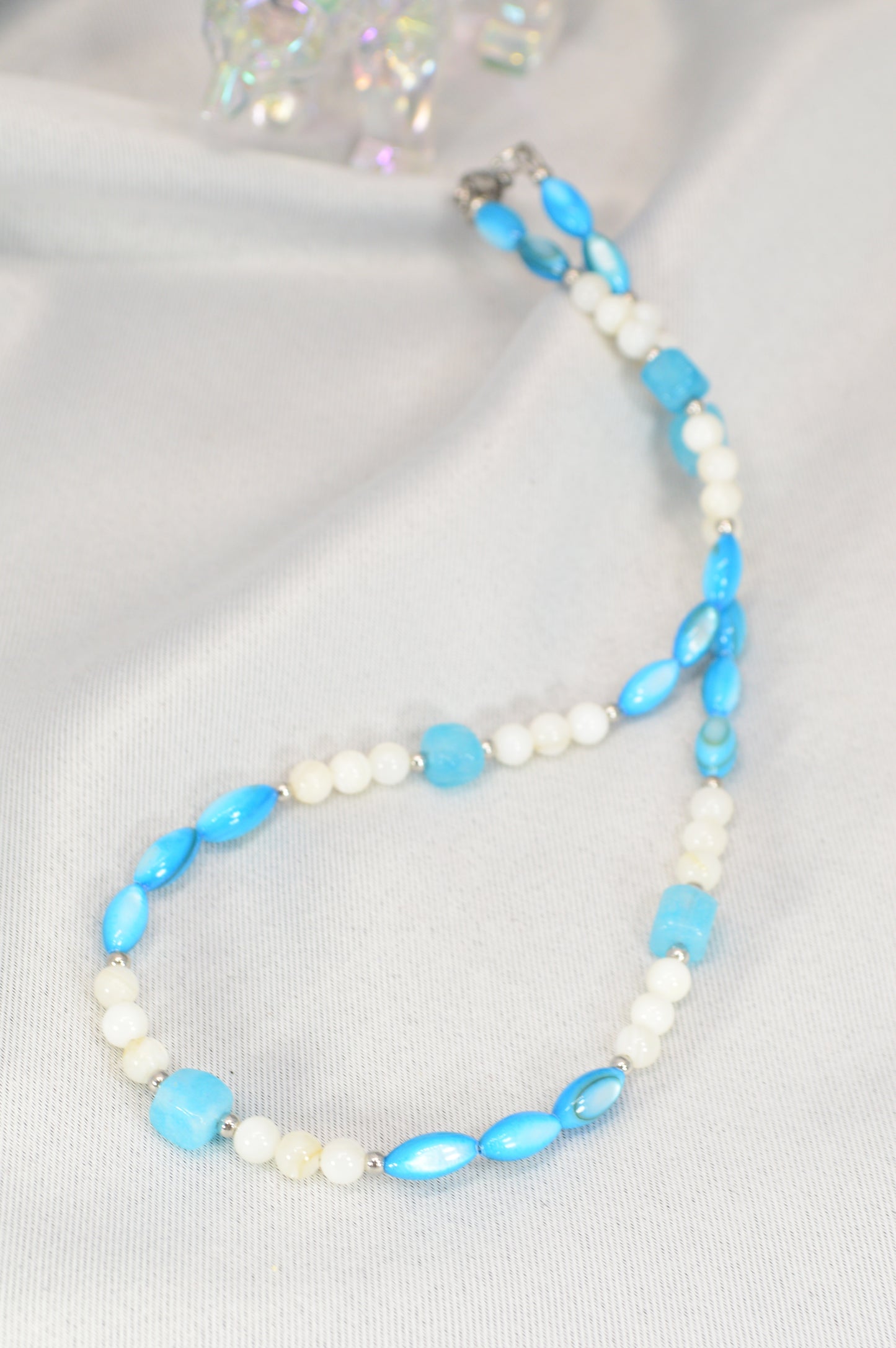 Blue & White Beaded Necklace — Fresh, Minimal, Ocean-Inspired