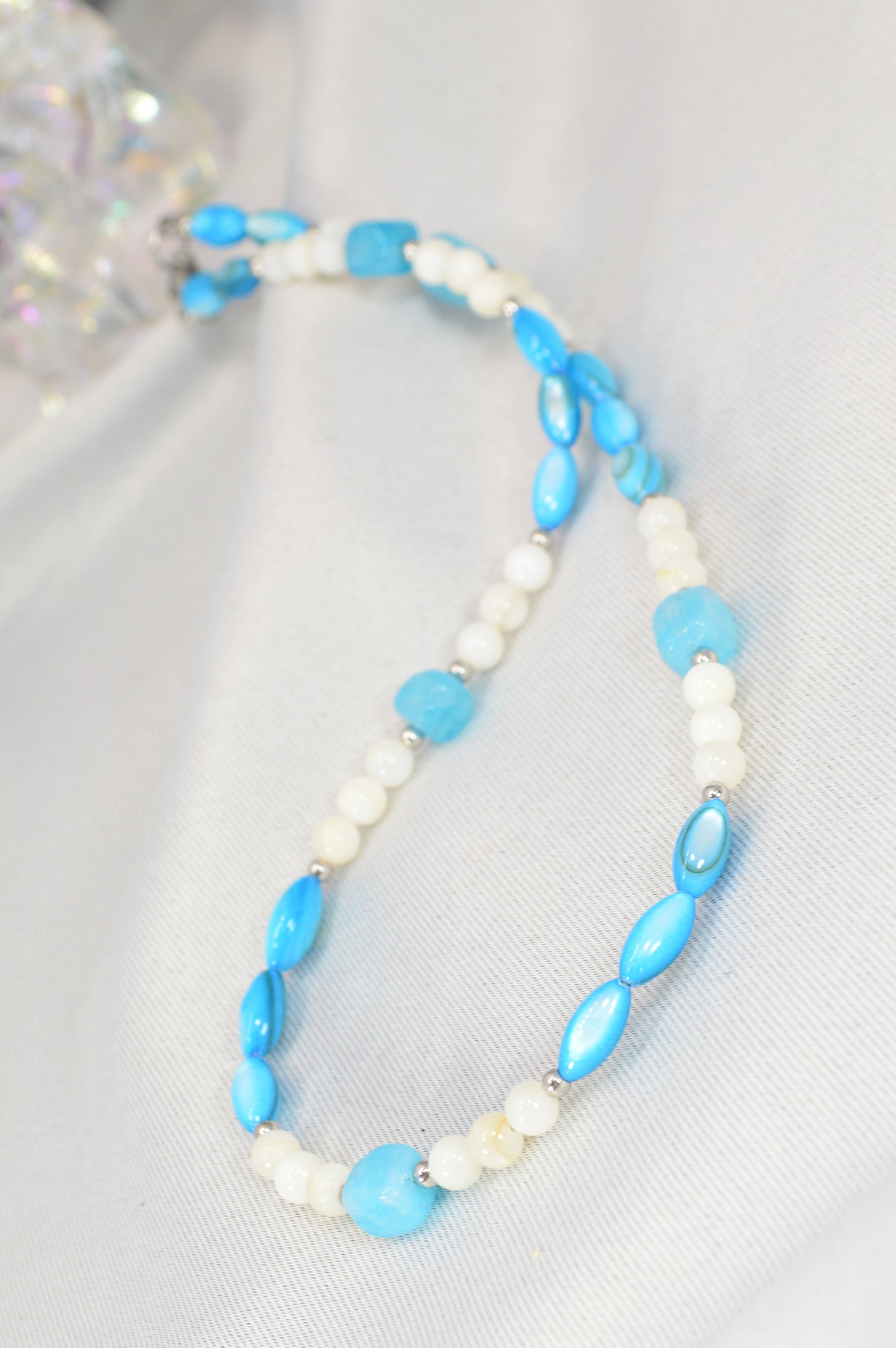 Blue & White Beaded Necklace — Fresh, Minimal, Ocean-Inspired