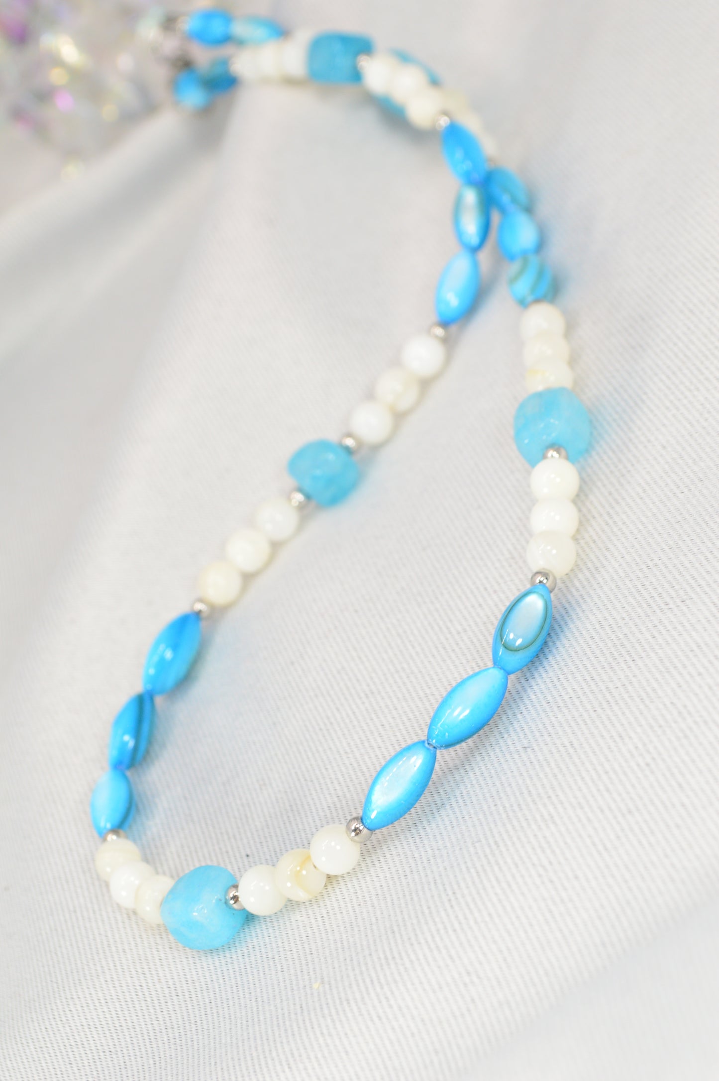 Blue & White Beaded Necklace — Fresh, Minimal, Ocean-Inspired