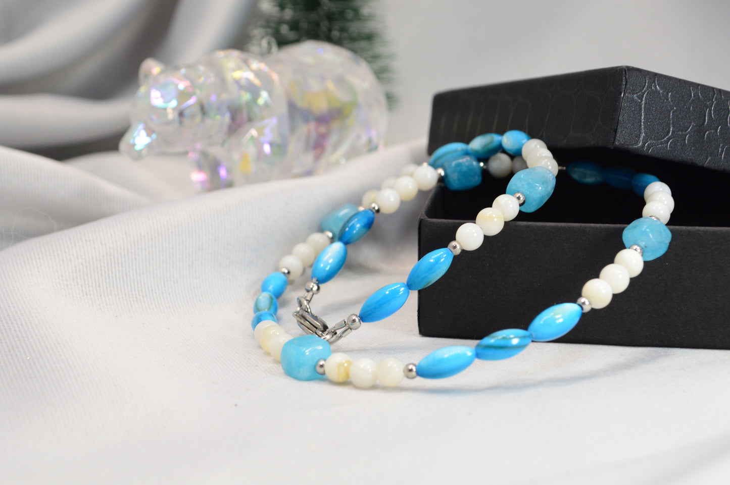 Blue & White Beaded Necklace — Fresh, Minimal, Ocean-Inspired