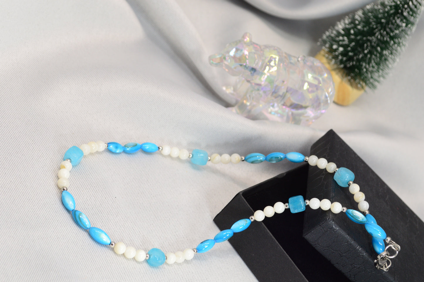 Blue & White Beaded Necklace — Fresh, Minimal, Ocean-Inspired