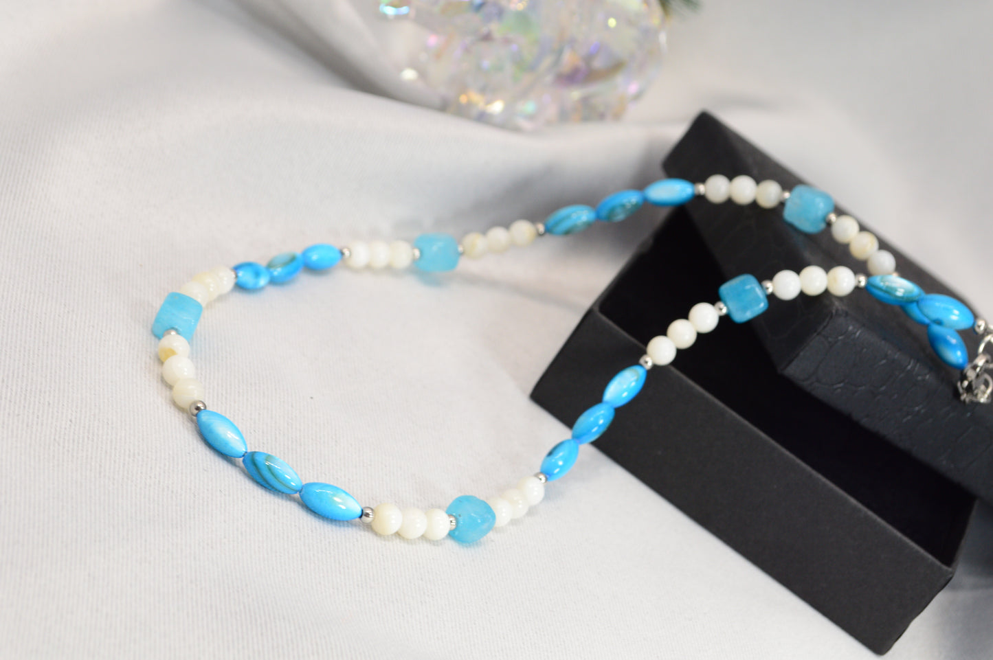 Blue & White Beaded Necklace — Fresh, Minimal, Ocean-Inspired