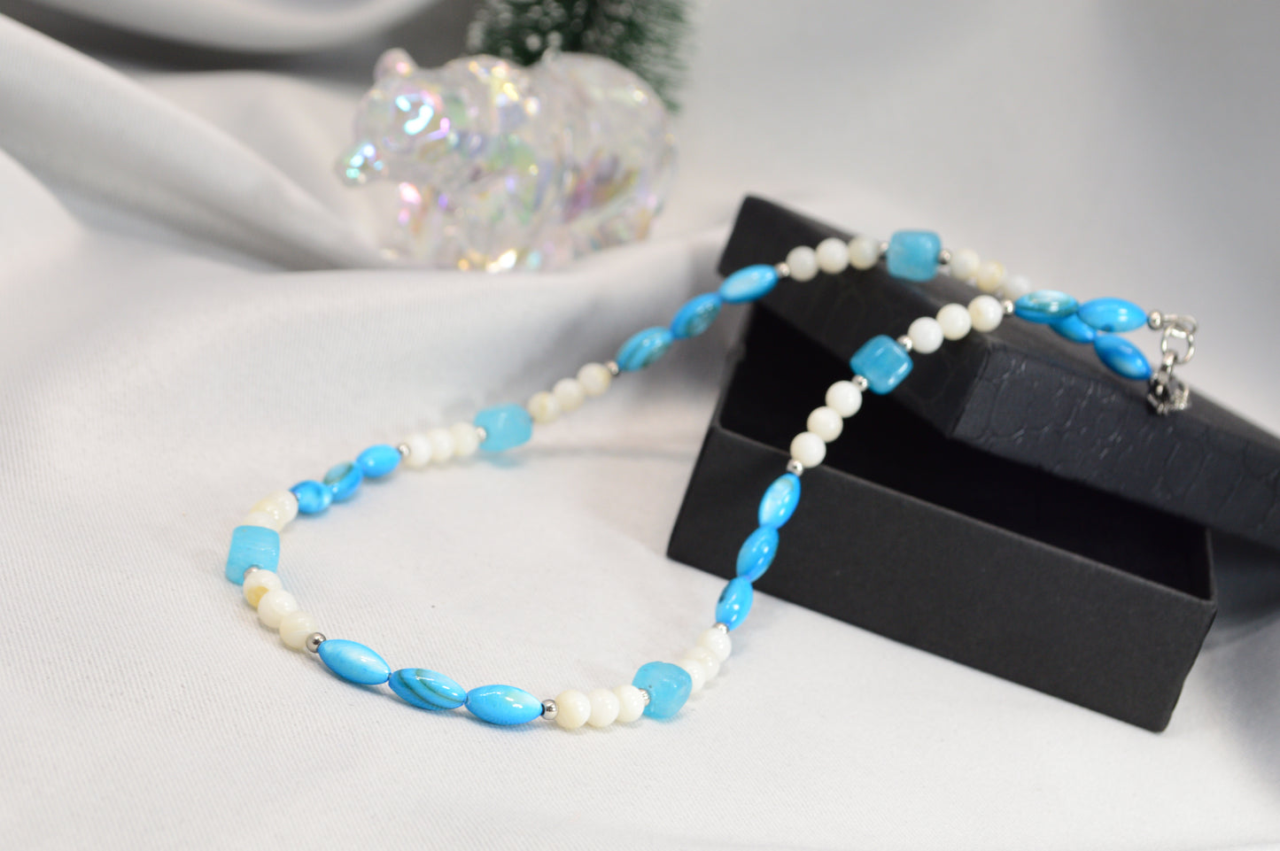 Blue & White Beaded Necklace — Fresh, Minimal, Ocean-Inspired