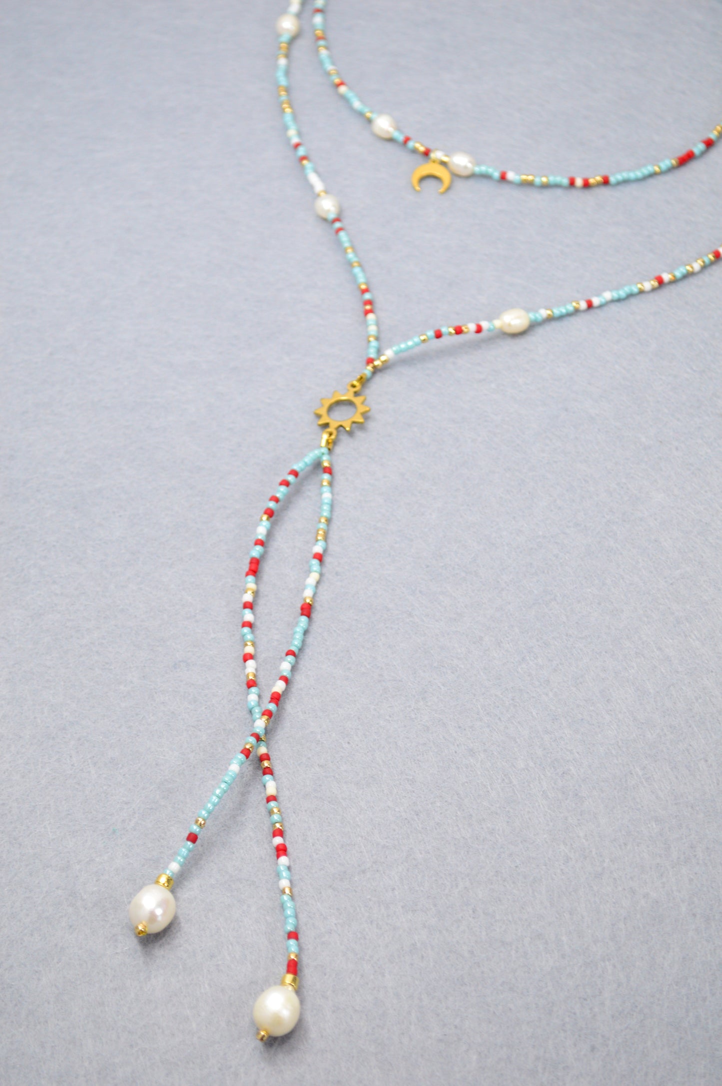 Desert Sky Collier lariat soleil et lune avec perles

