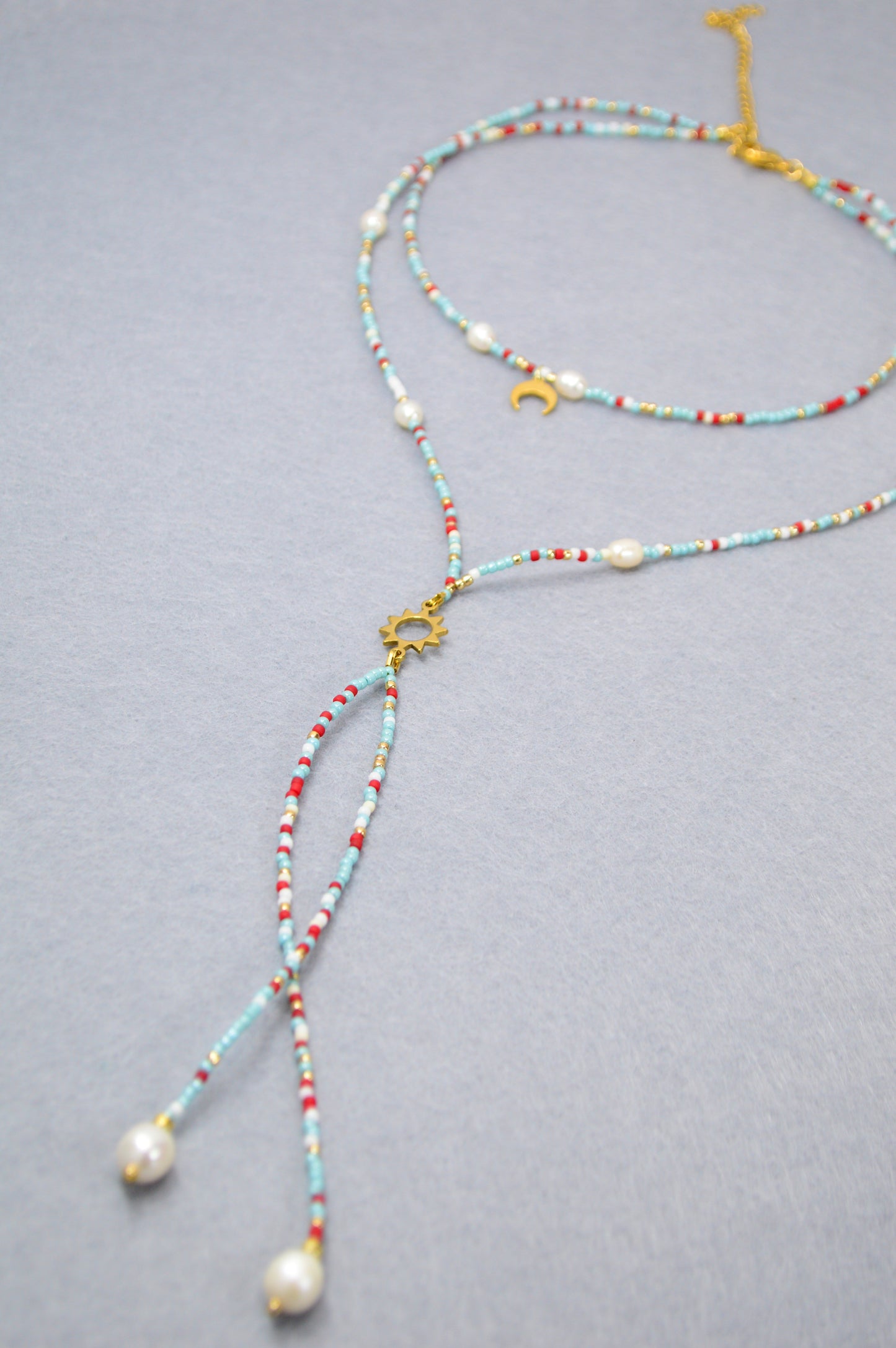 Desert Sky Collier lariat soleil et lune avec perles
