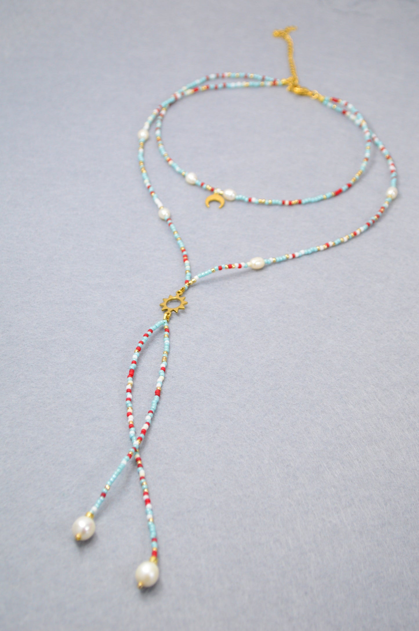 Desert Sky Collier lariat soleil et lune avec perles
