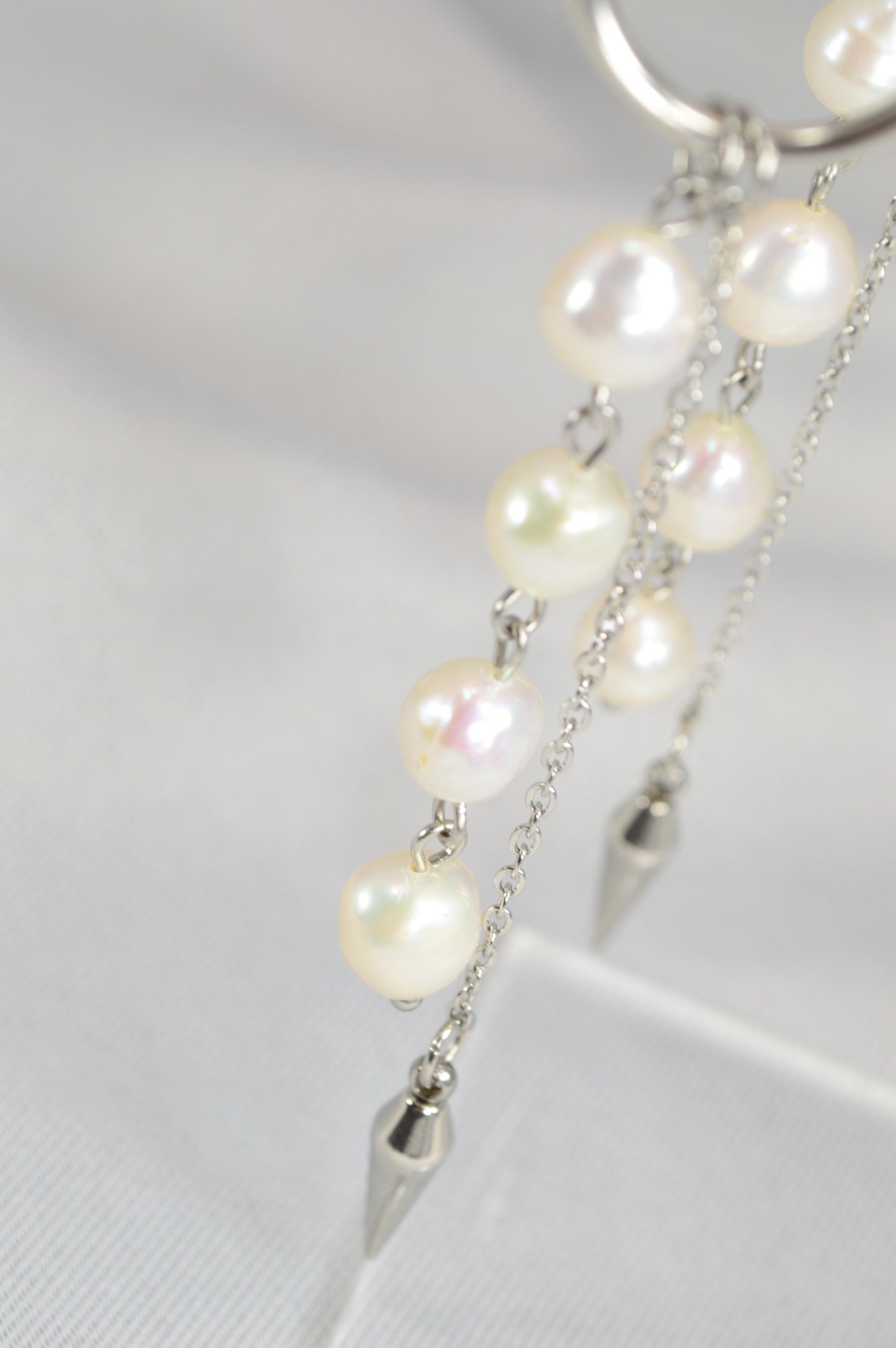 Baroque Pearl Drop Hoop Earrings – Silver & Gold Variants 10cm 4"