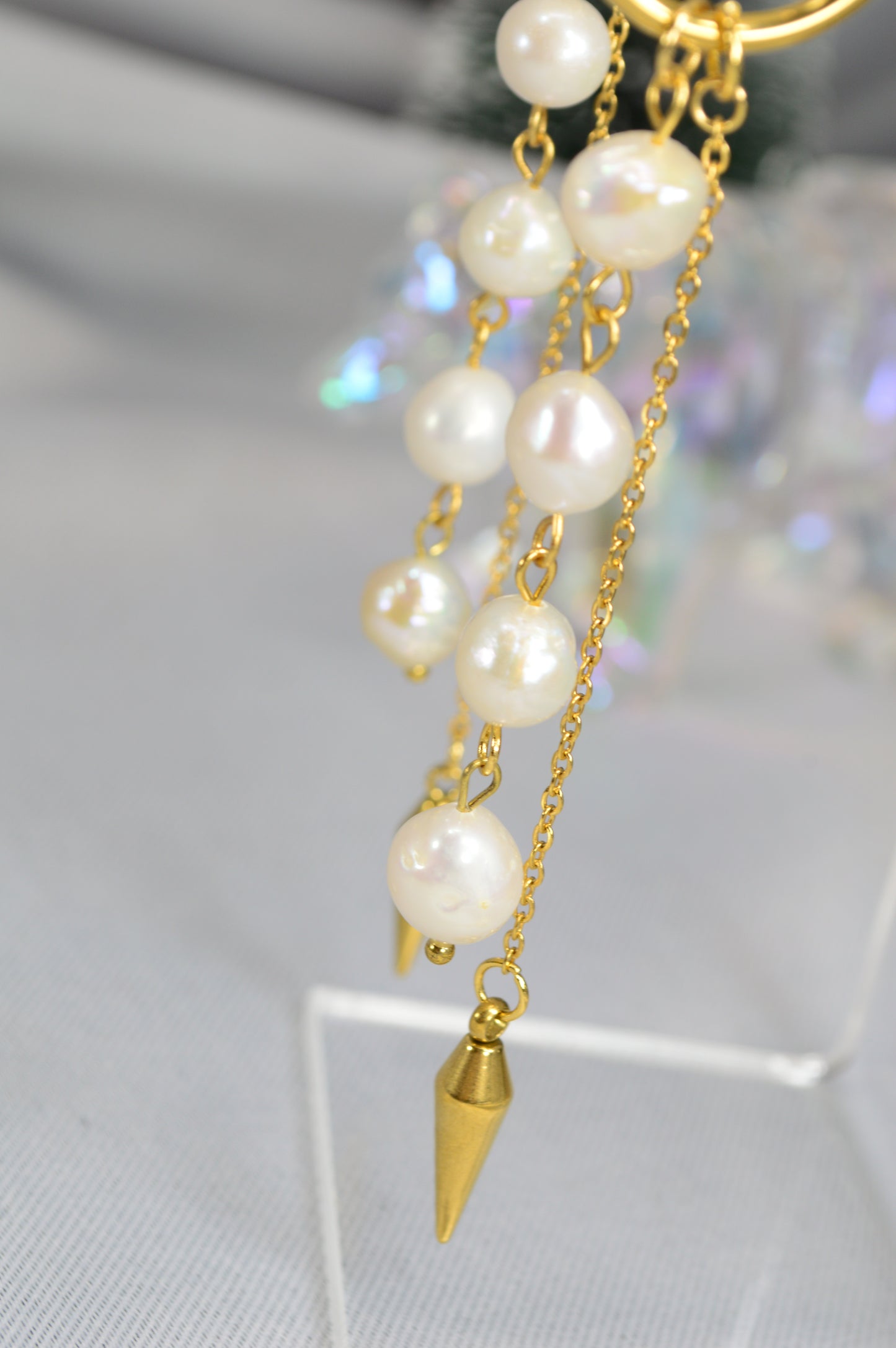 Baroque Pearl Drop Hoop Earrings – Silver & Gold Variants 10cm 4"