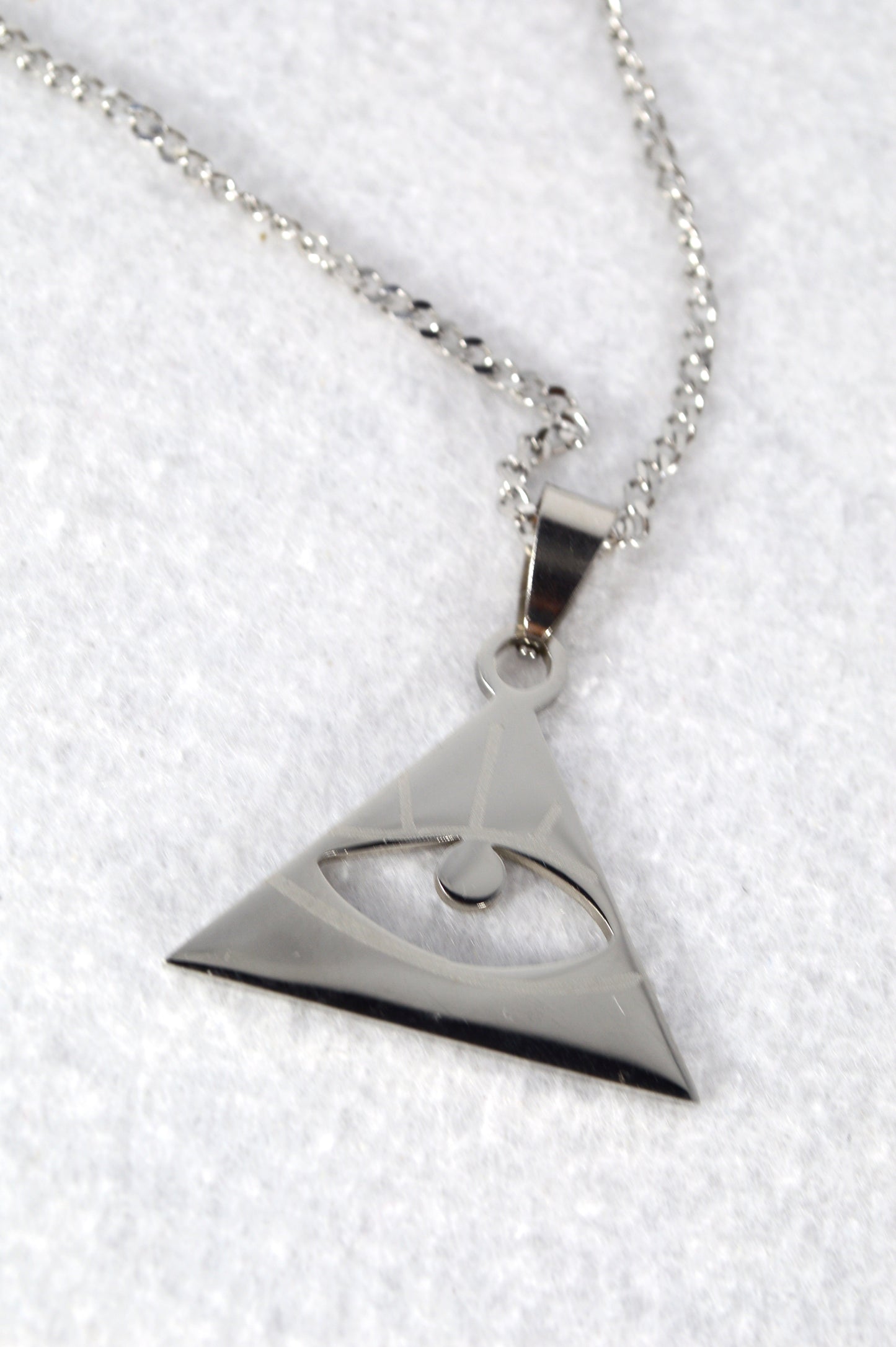 Triangle Eye Pendant Necklace – Stainless Steel Symbolic Amulet
