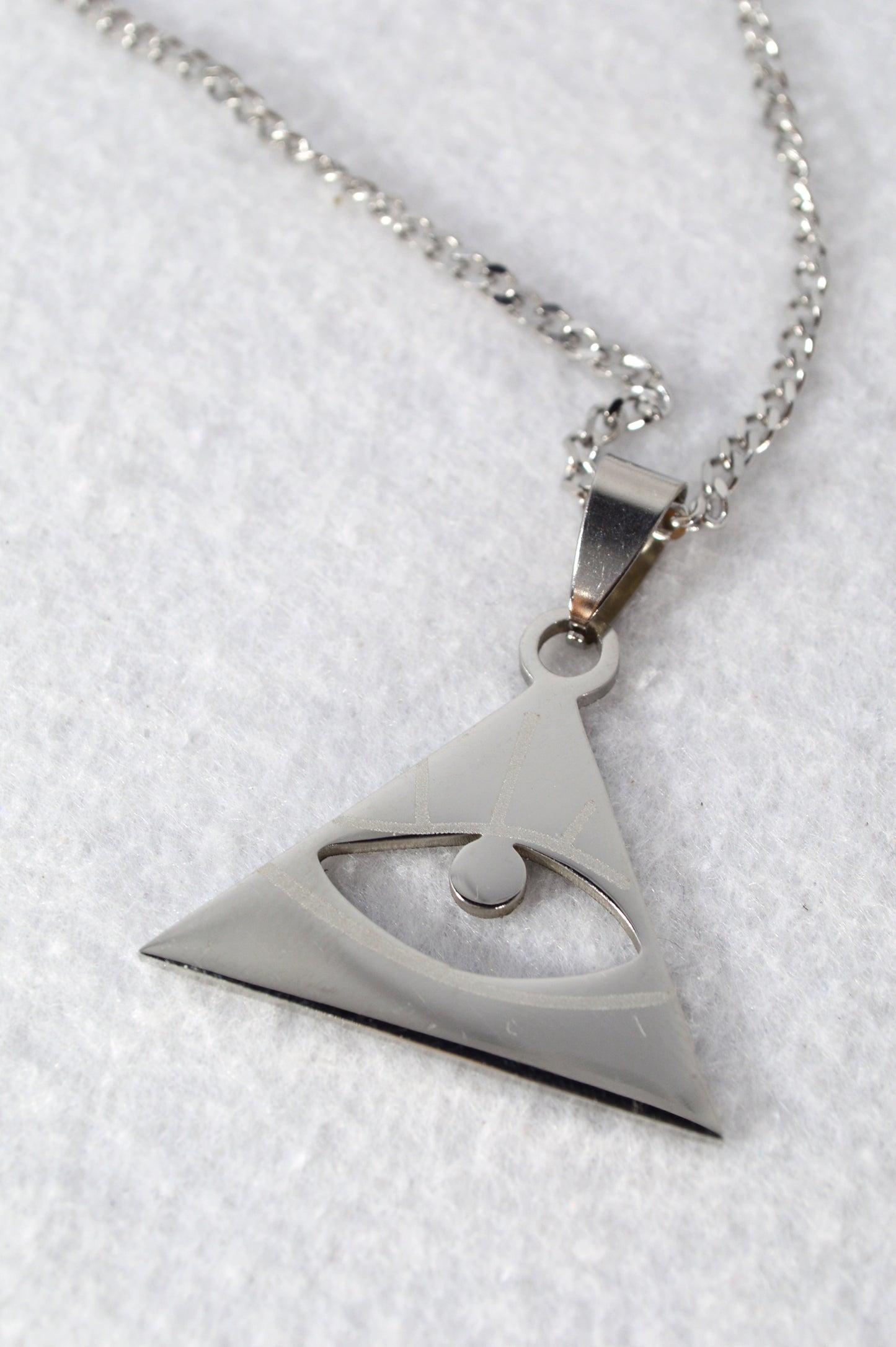 Triangle Eye Pendant Necklace – Stainless Steel Symbolic Amulet