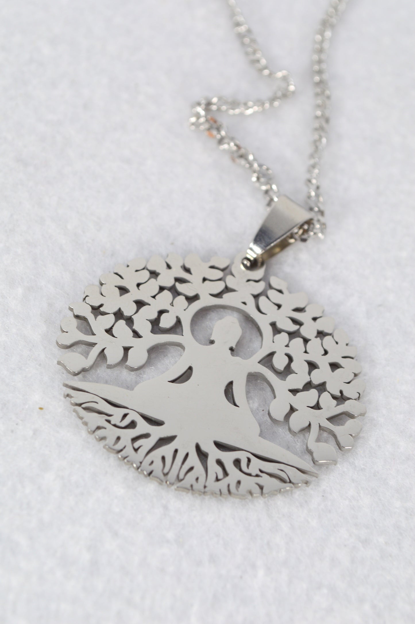 Meditation Tree of Life Pendant Necklace – Stainless Steel Yoga Symbol