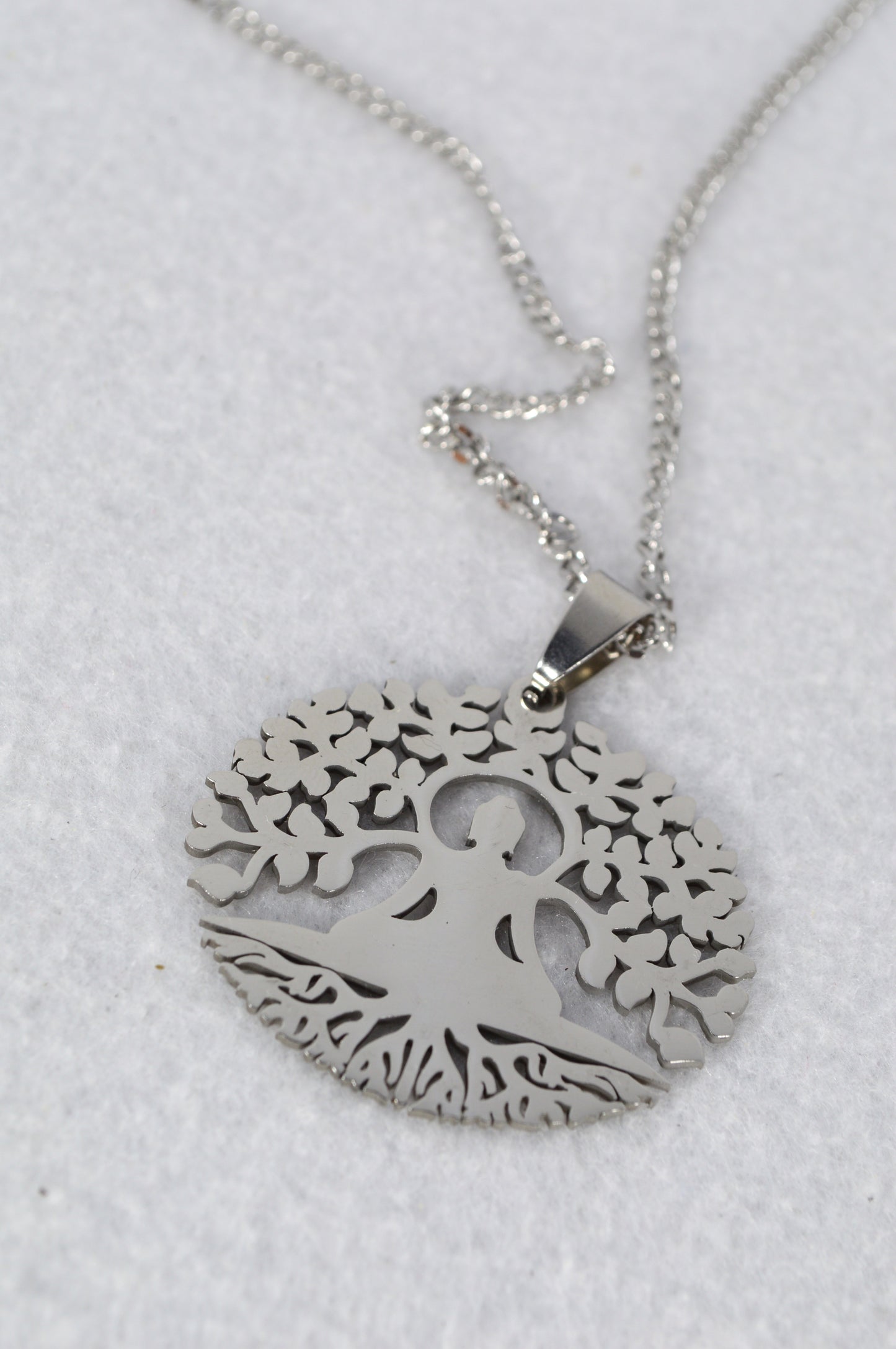 Meditation Tree of Life Pendant Necklace – Stainless Steel Yoga Symbol