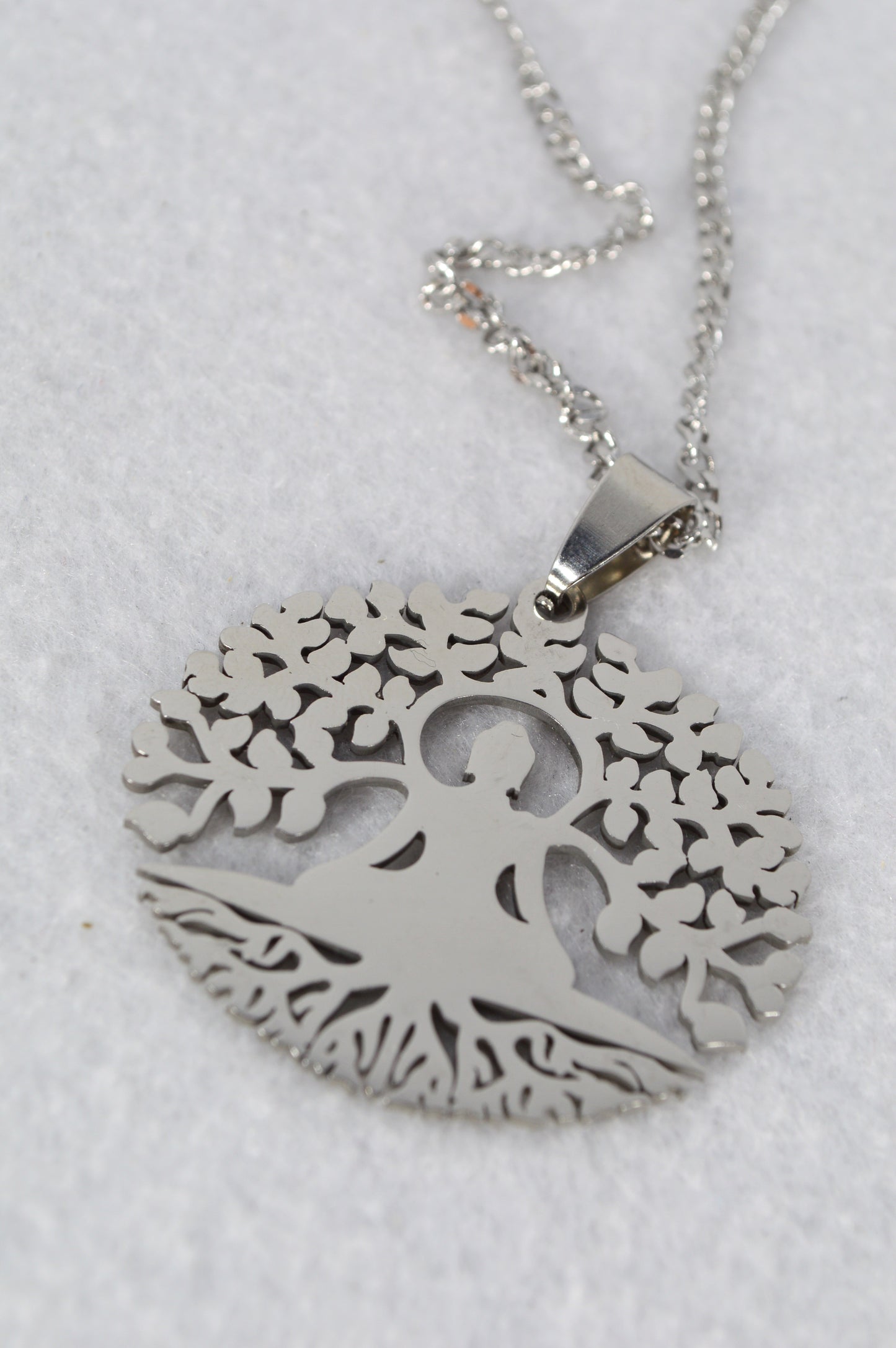 Meditation Tree of Life Pendant Necklace – Stainless Steel Yoga Symbol