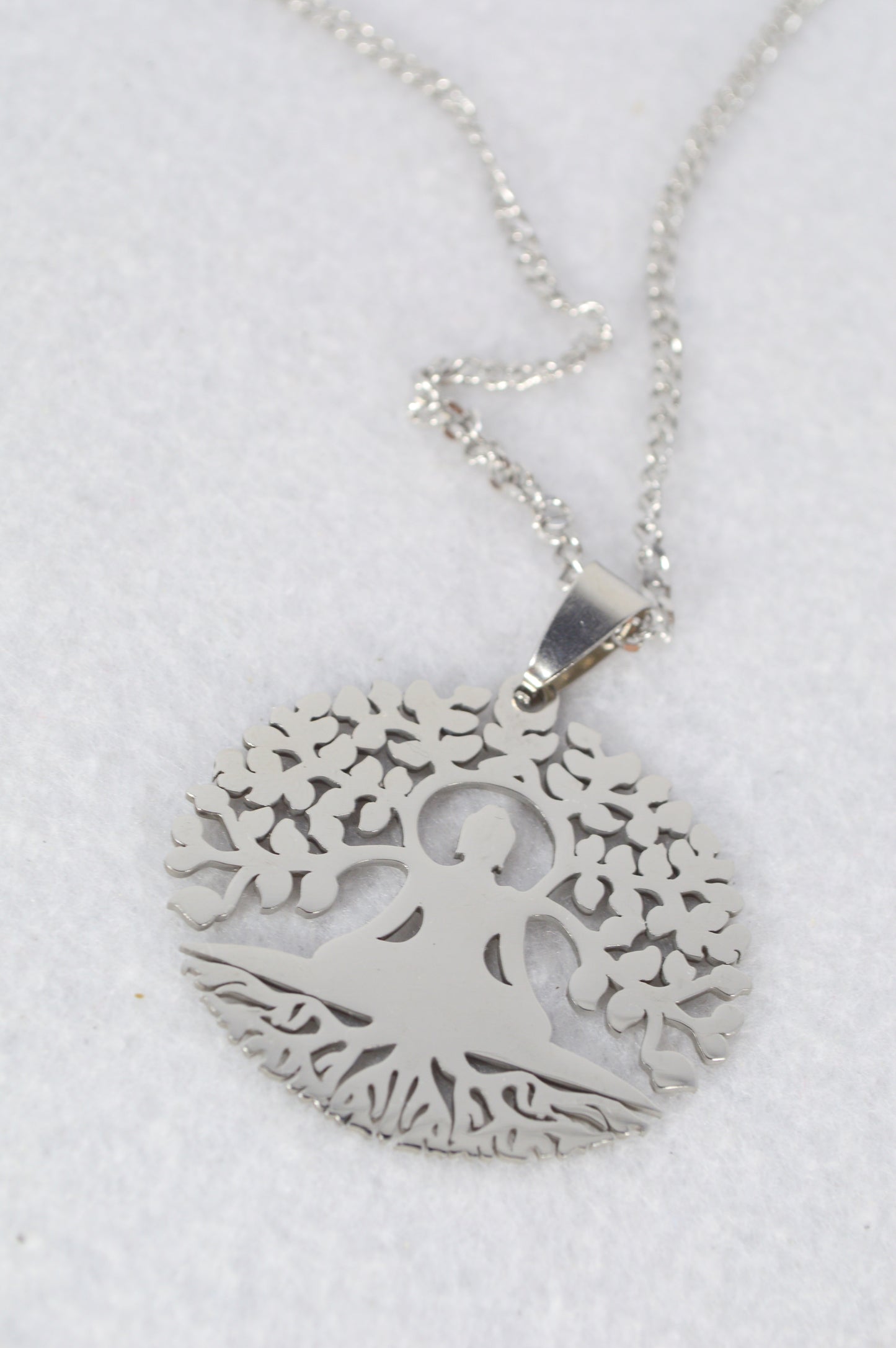 Meditation Tree of Life Pendant Necklace – Stainless Steel Yoga Symbol