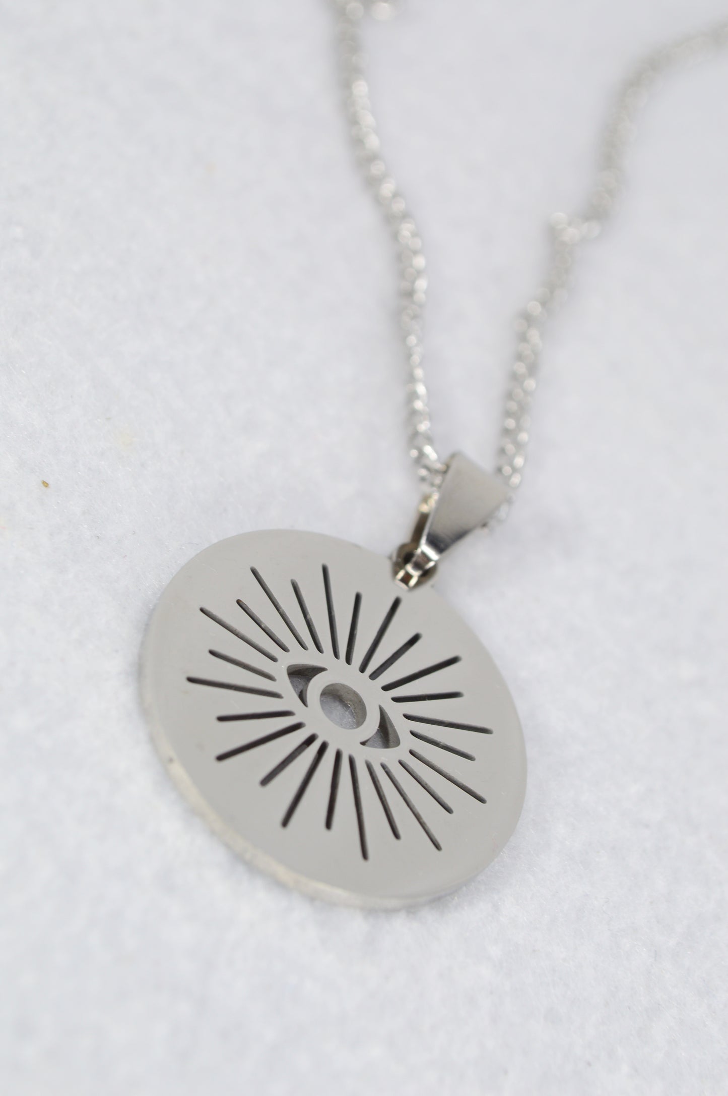 Sunburst Eye Pendant Necklace – Stainless Steel Protective Amulet
