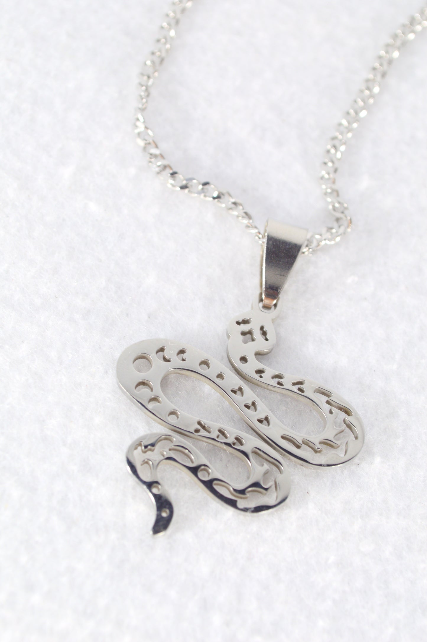 Stainless Steel Snake Pendant Necklace – Symbol of Transformation & Power