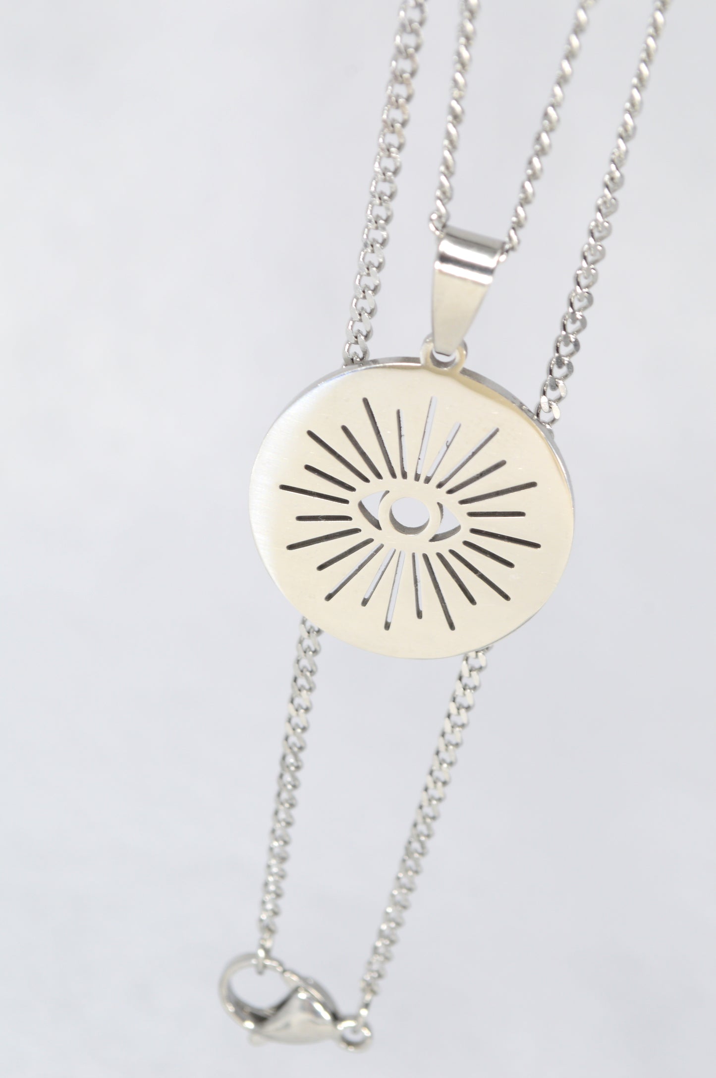 Sunburst Eye Pendant Necklace – Stainless Steel Protective Amulet