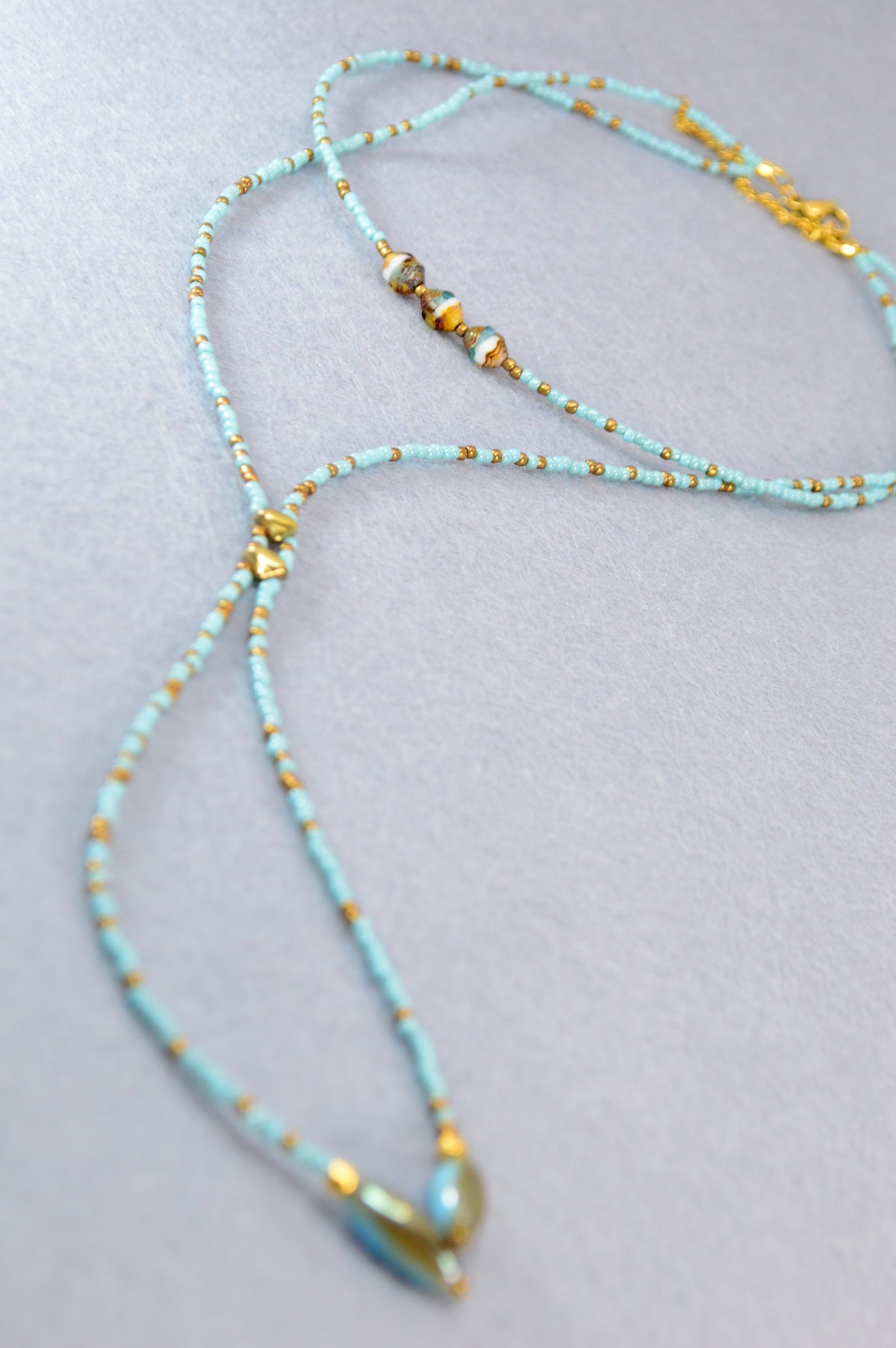 Desert Sky Turquoise & Gold Lariat Necklace
