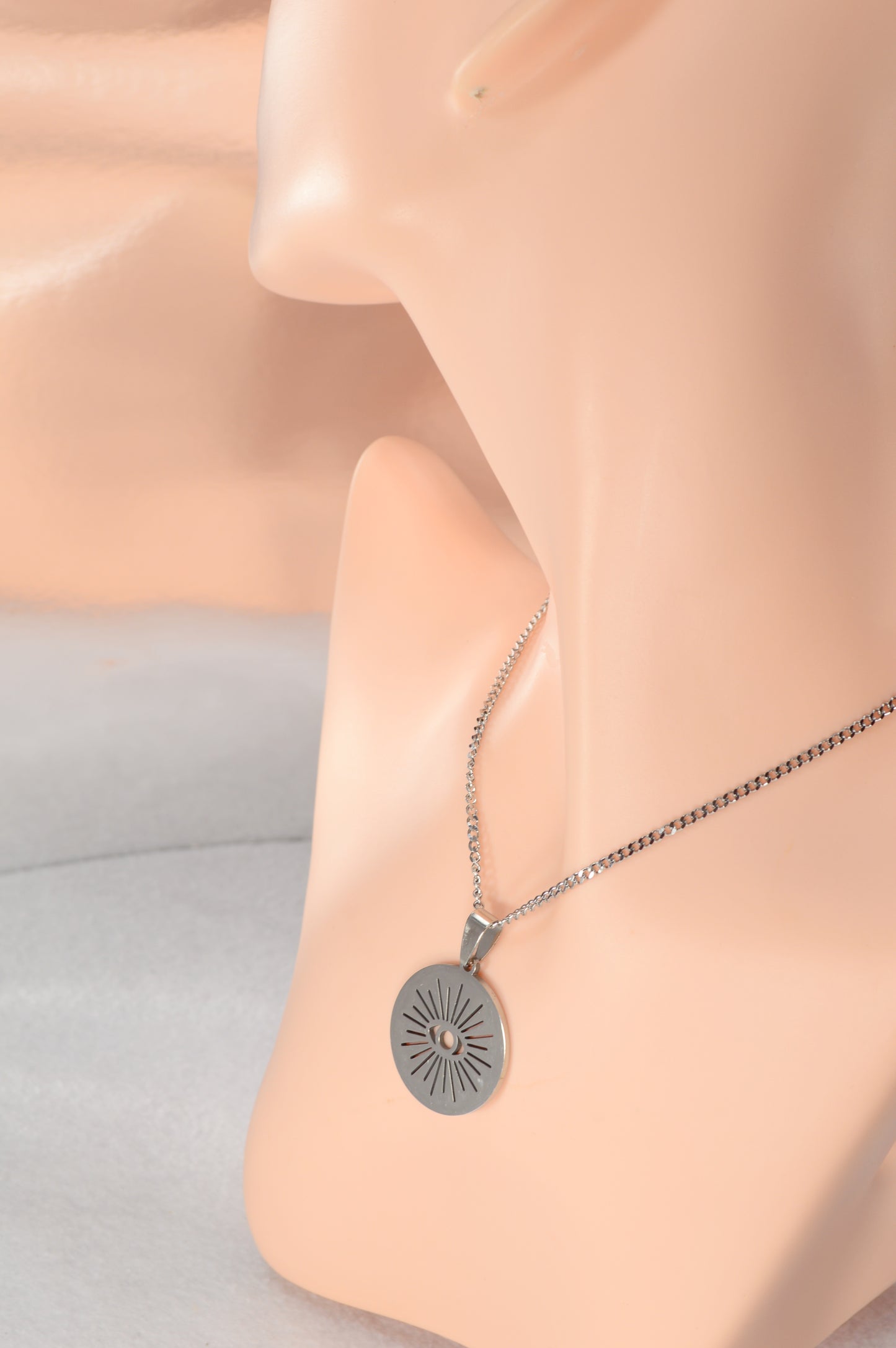 Sunburst Eye Pendant Necklace – Stainless Steel Protective Amulet