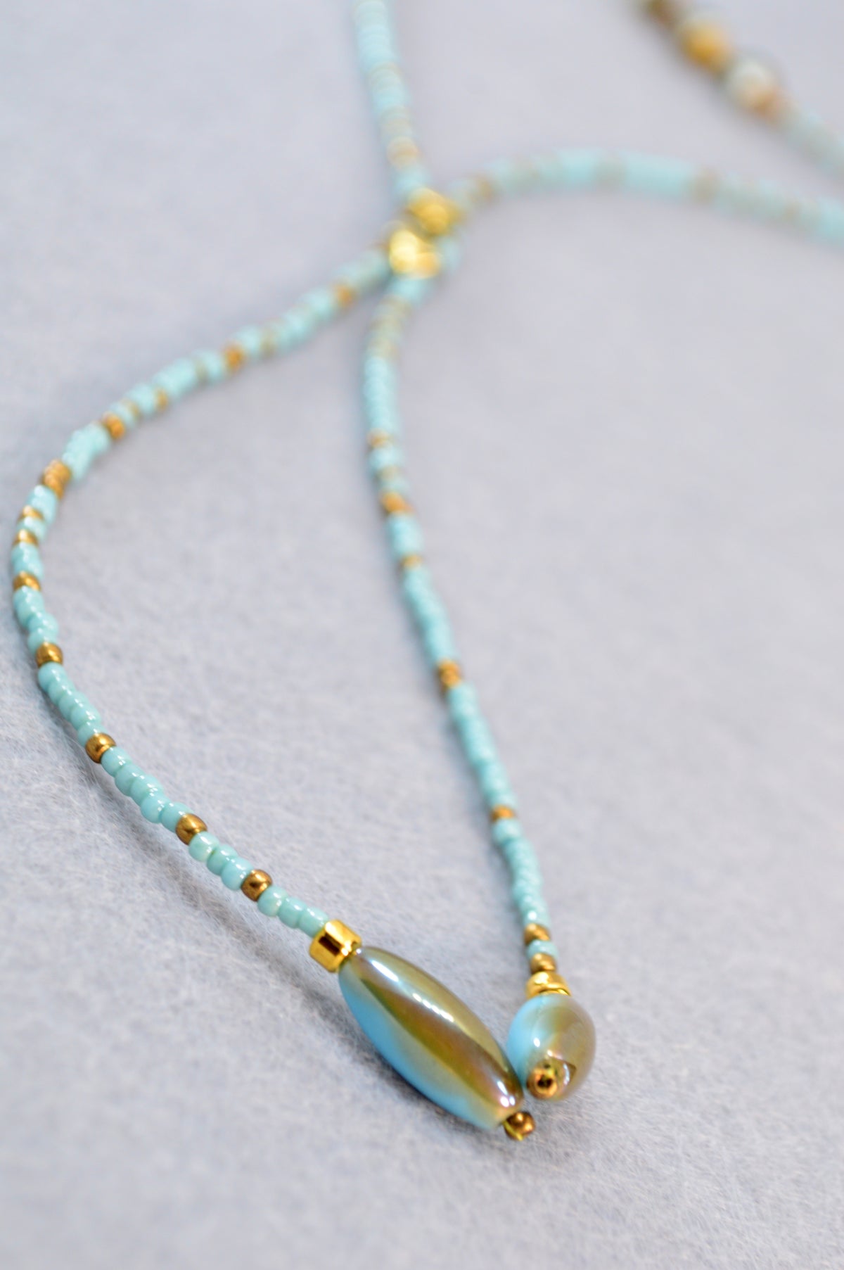 Desert Sky Turquoise & Gold Lariat Necklace