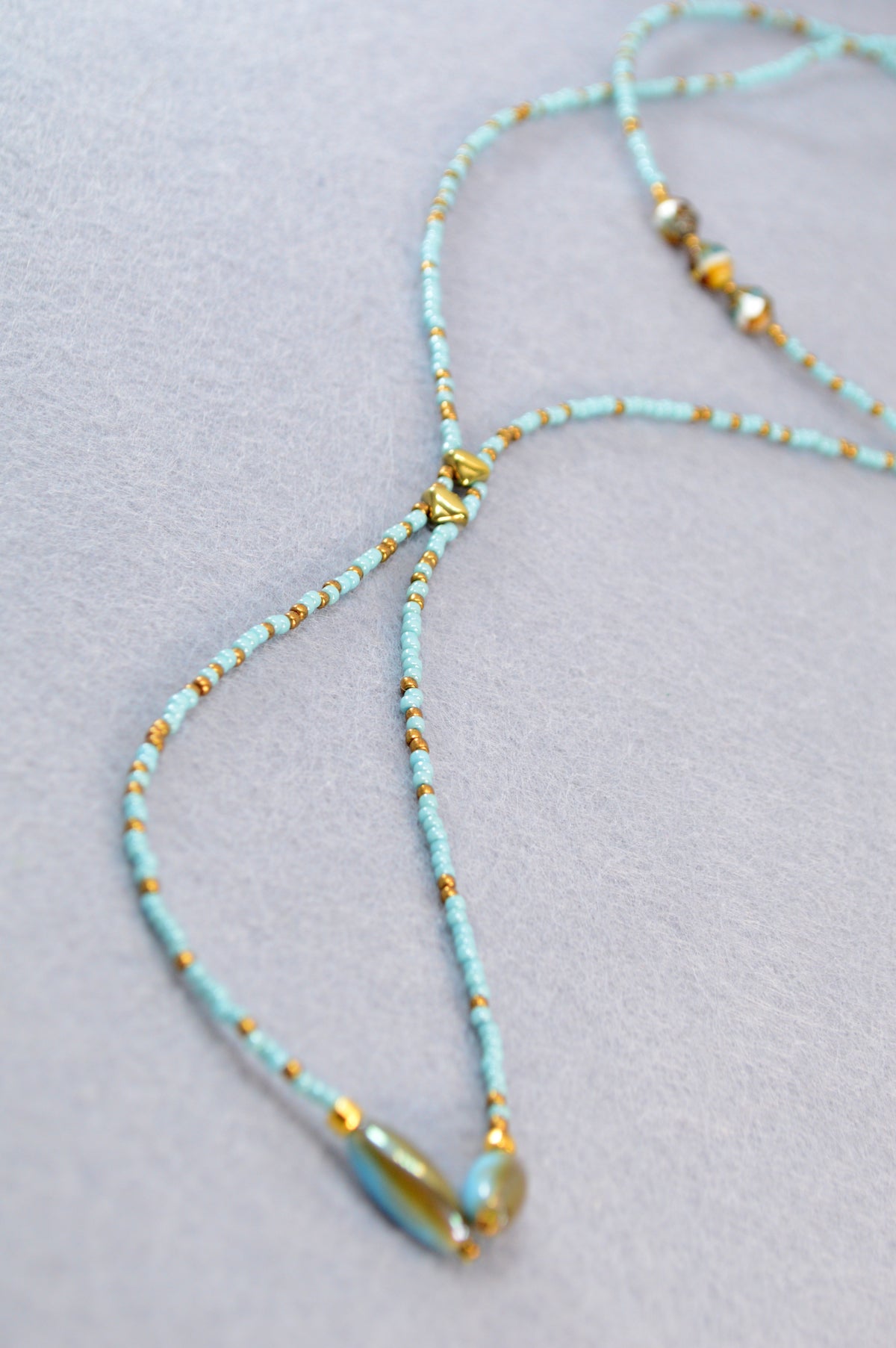 Desert Sky Turquoise & Gold Lariat Necklace