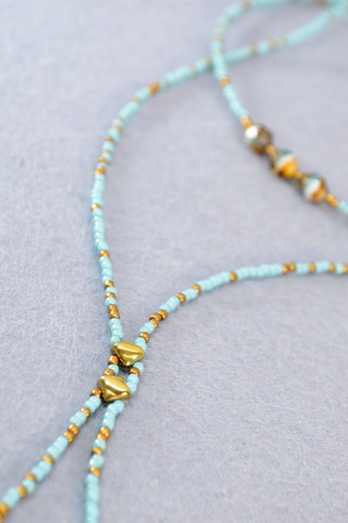 Desert Sky Turquoise & Gold Lariat Necklace