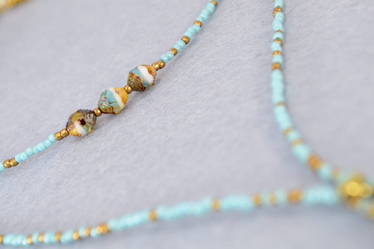 Desert Sky Turquoise & Gold Lariat Necklace